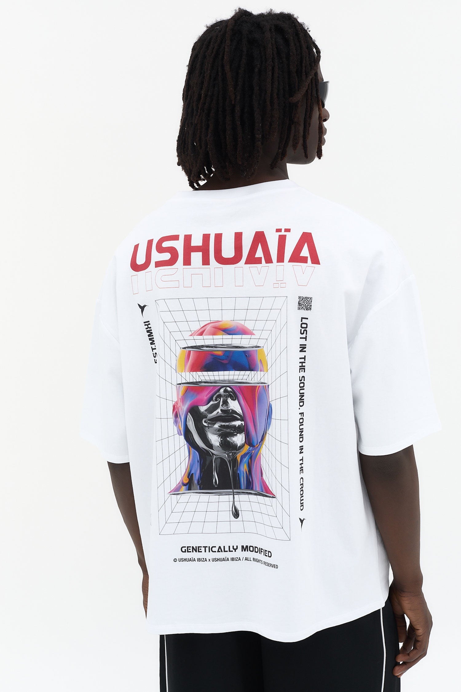 camiseta super oversize hombre algodón silicon wash logo ushuaïa delantero y espalda ibiza