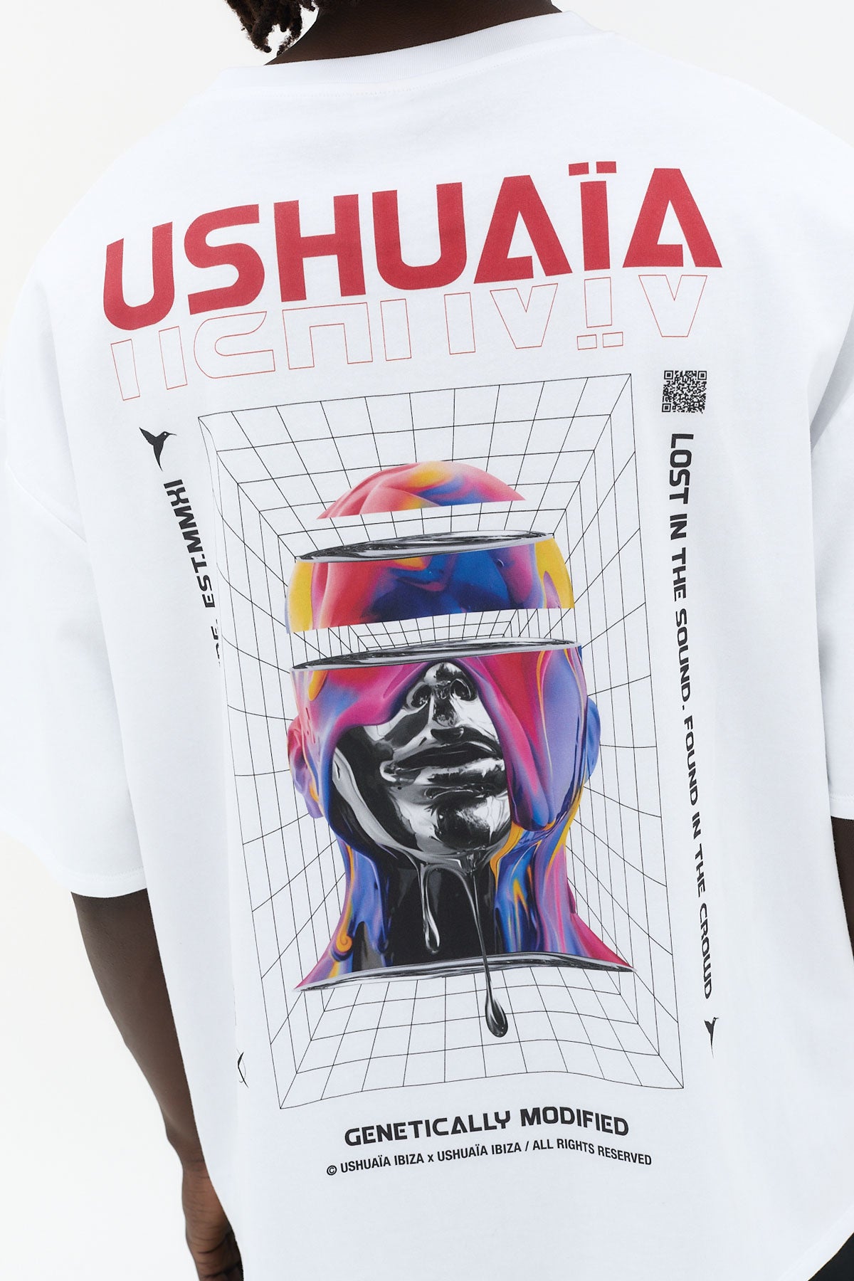 camiseta super oversize hombre algodón silicon wash logo ushuaïa delantero y espalda ibiza