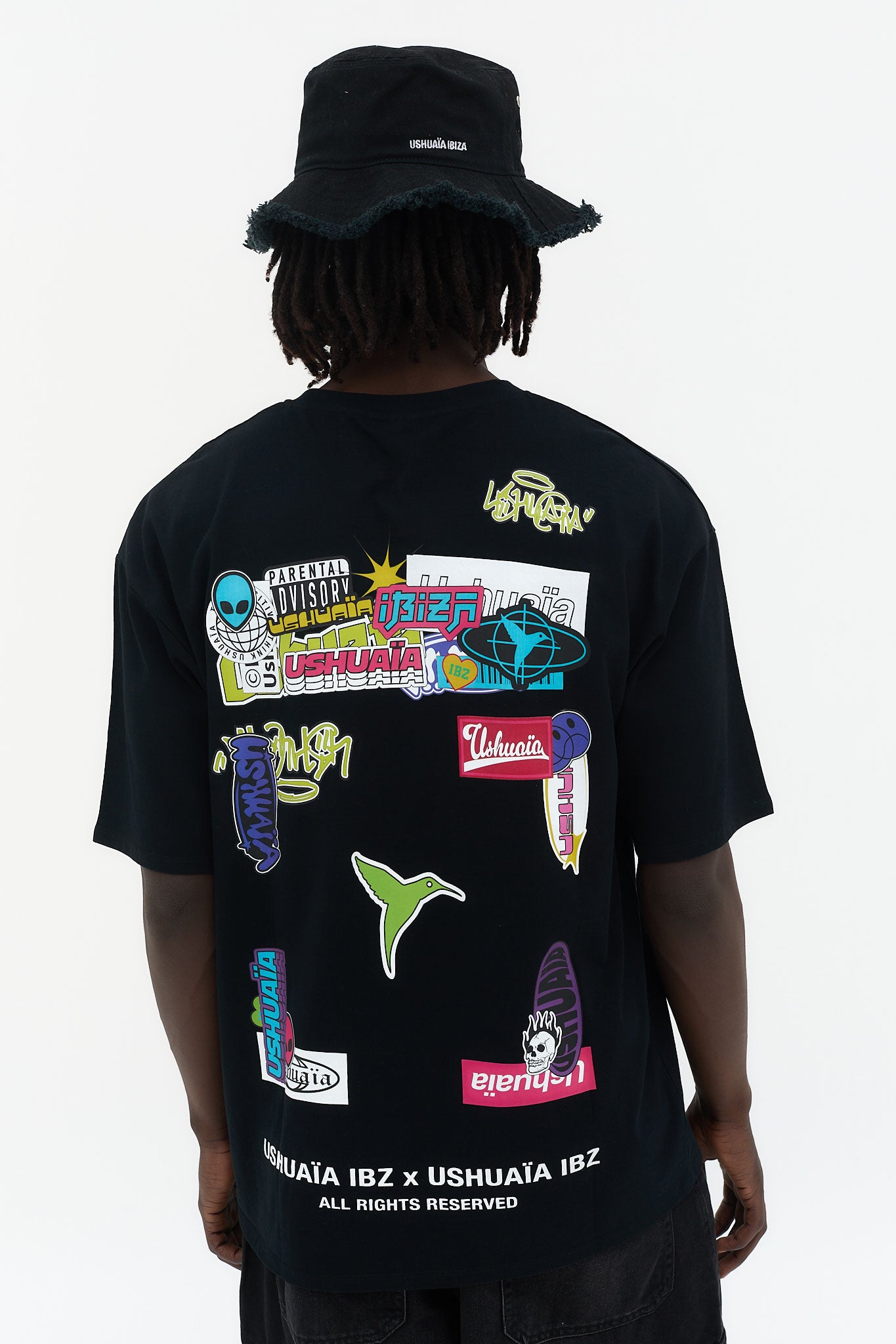 camiseta oversize hombre algodón enzyme wash logo ushuaïa delantero y espalda ibiza