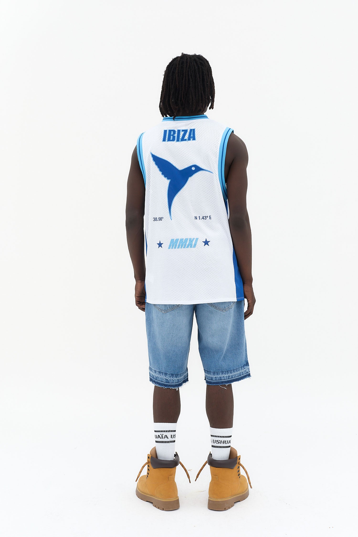 camiseta sin mangas hombre poliéster mesh logo ushuaïa delantero y espalda ibiza