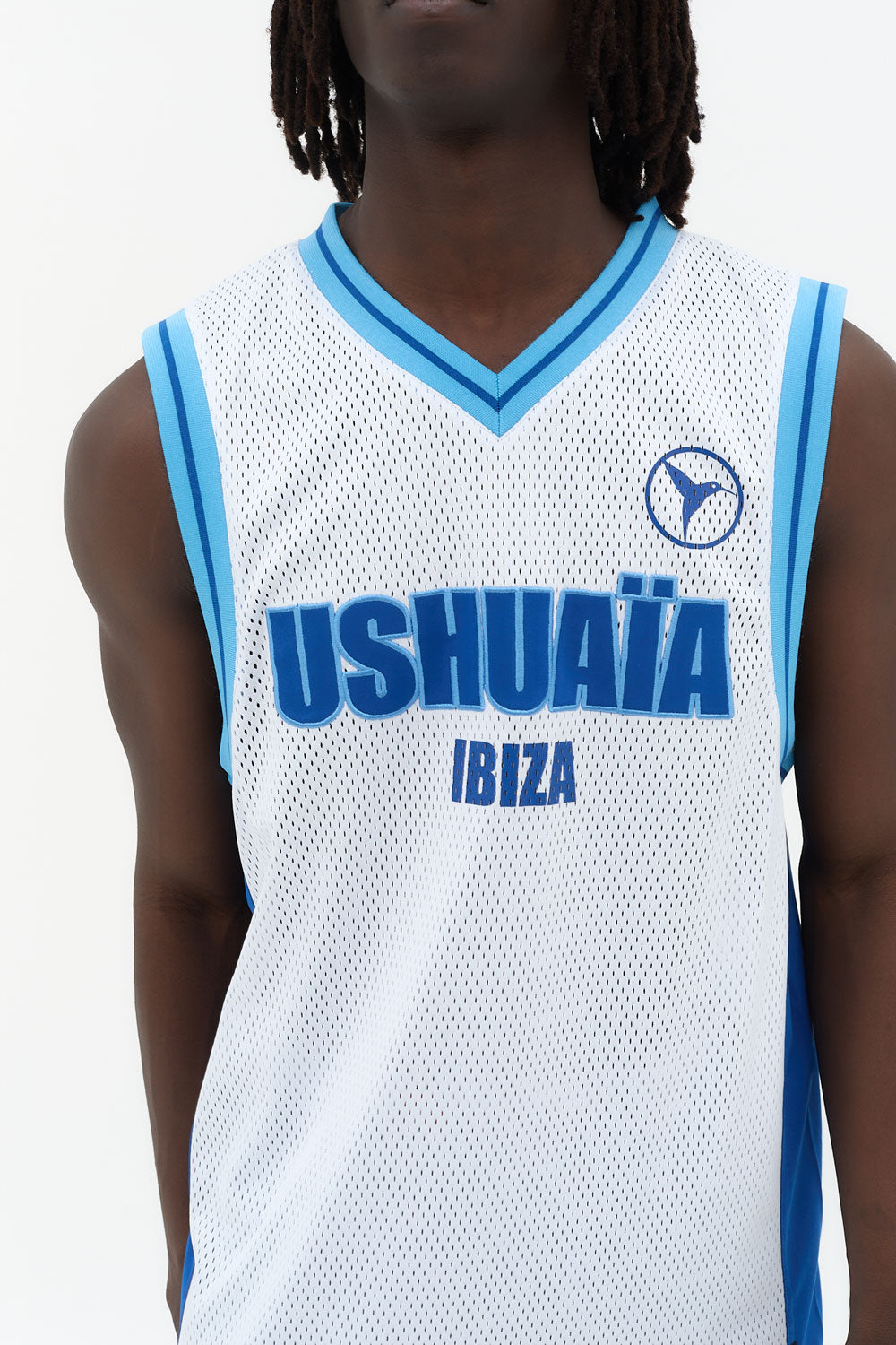 camiseta sin mangas hombre poliéster mesh logo ushuaïa delantero y espalda ibiza