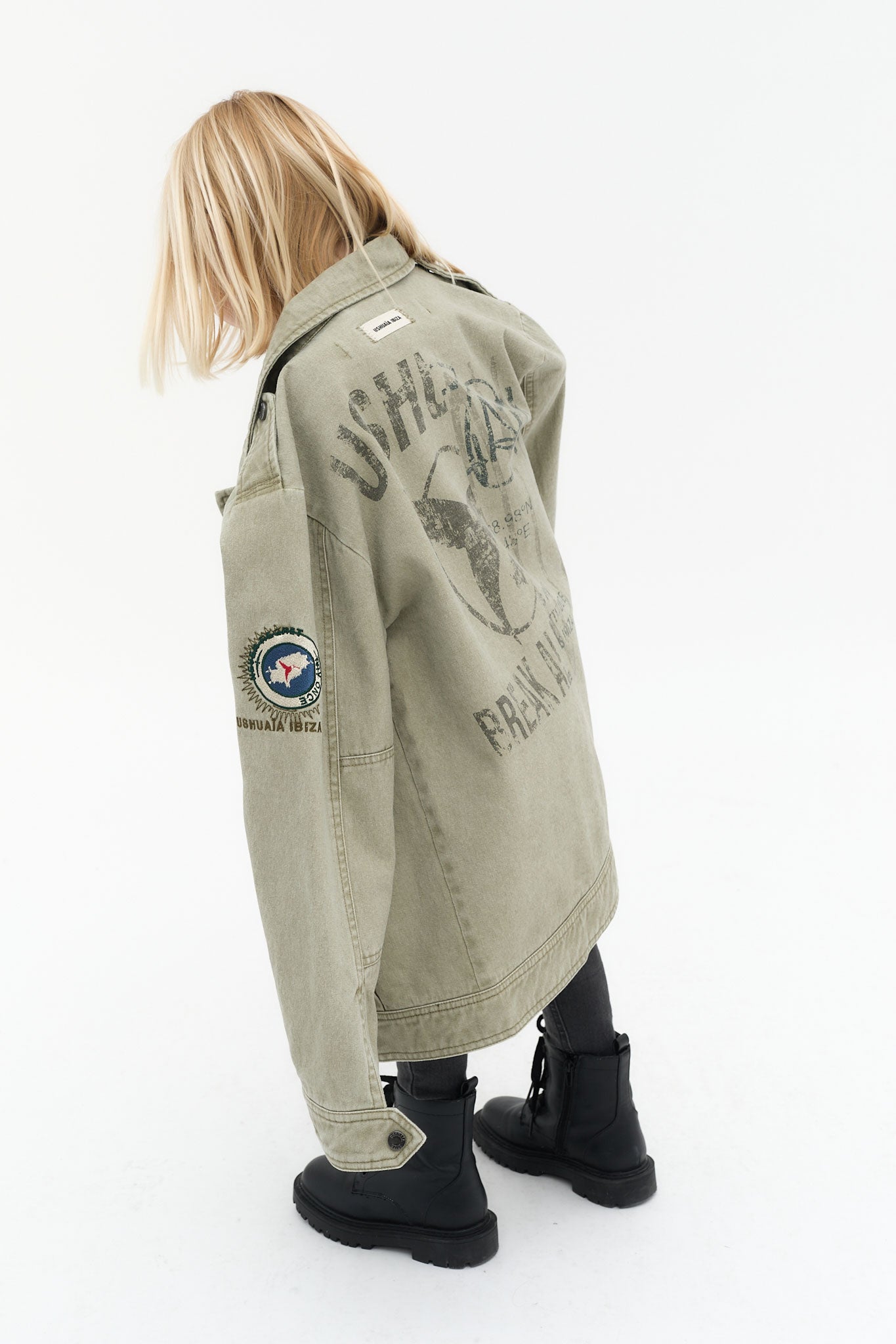 chaqueta niño algodón beige estilo military bolsillos frontales ushuaïa