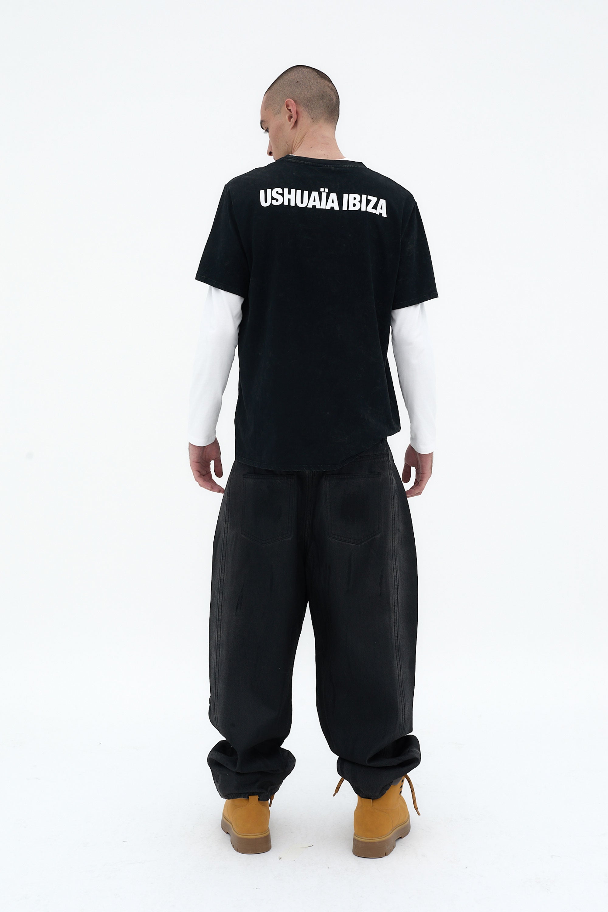 camiseta regular hombre algodón acid wash logo ushuaïa delantero y espalda ibiza