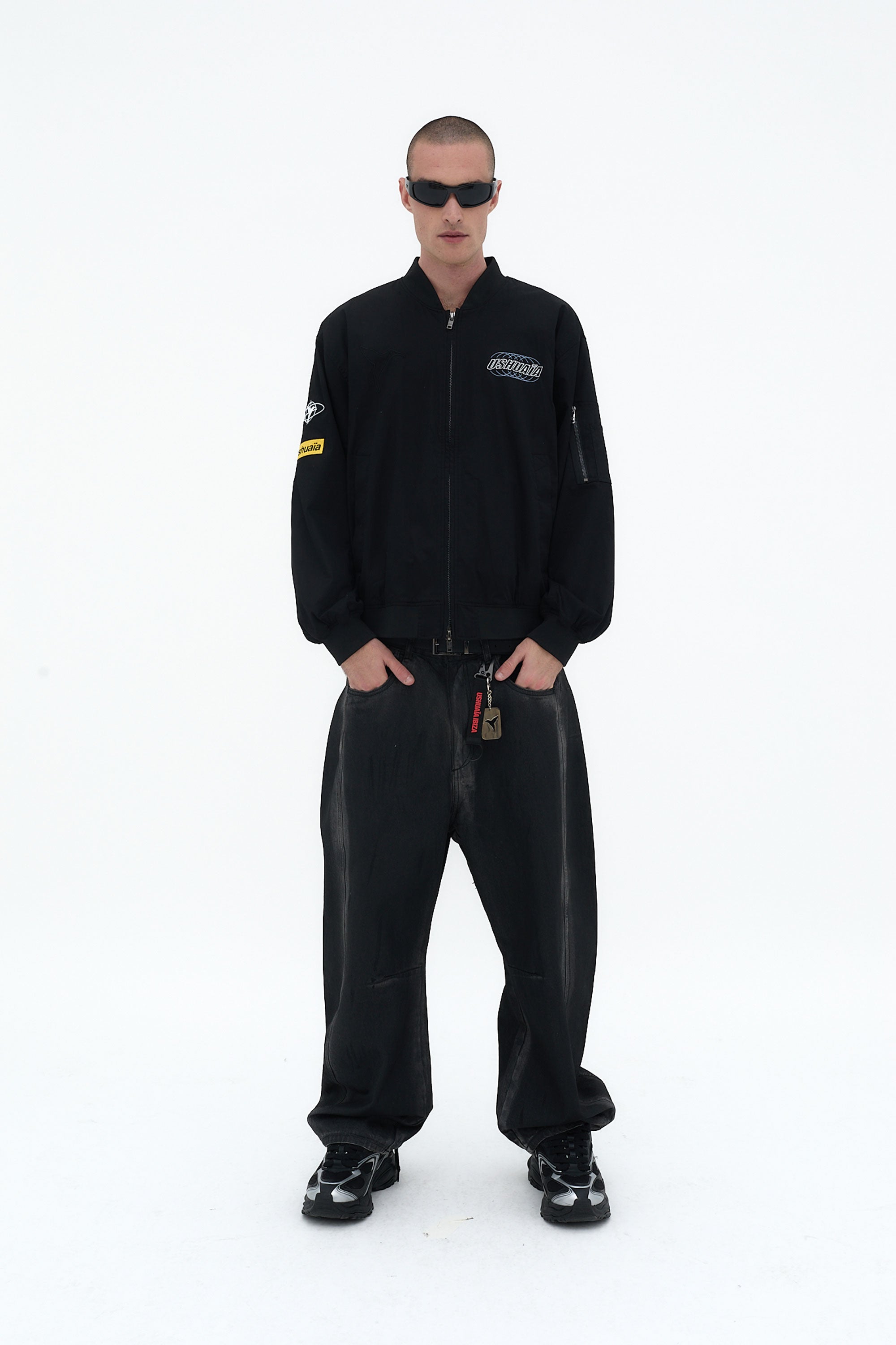 bomber hombre negra cremallera