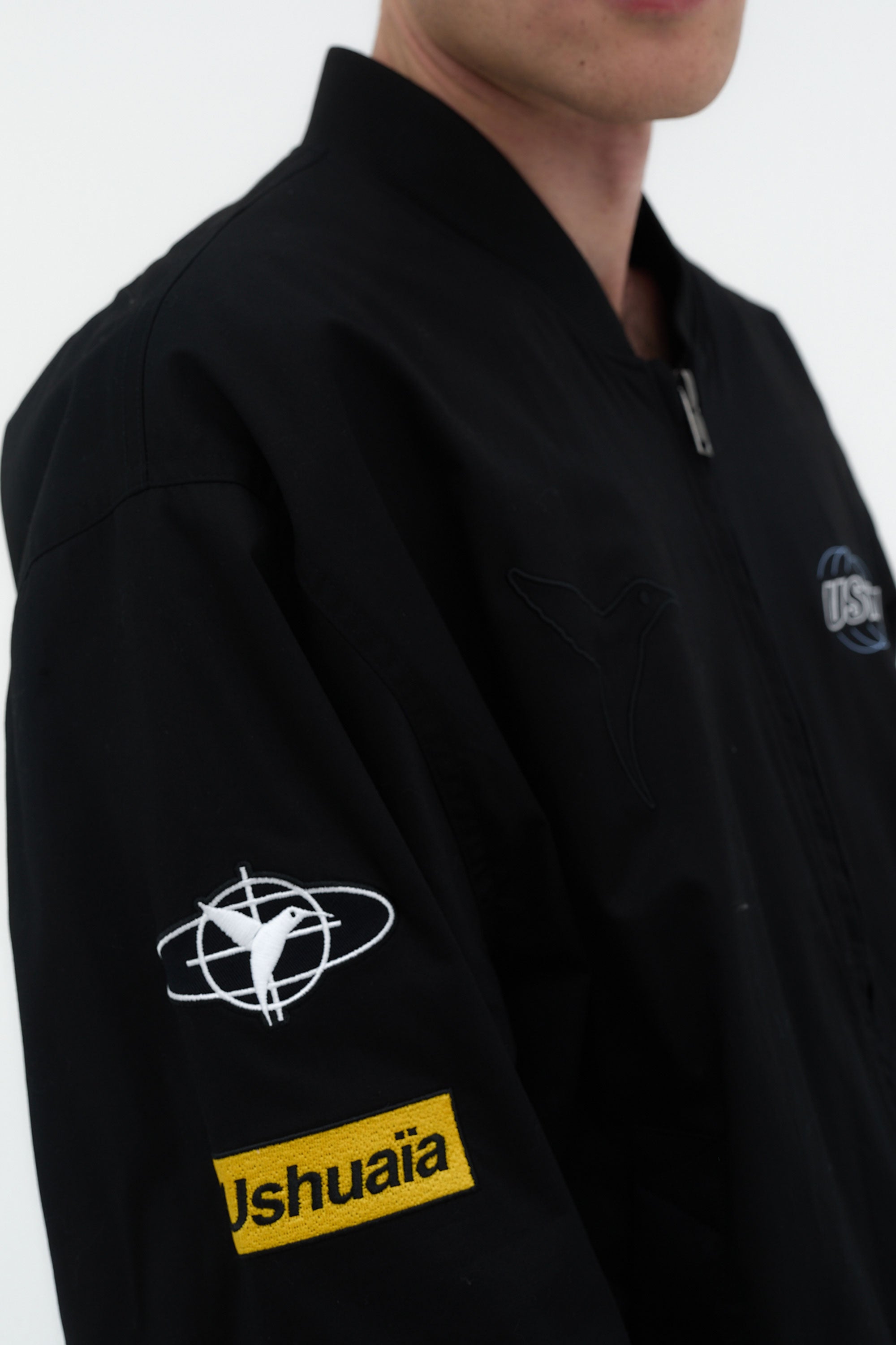 bomber hombre negra cremallera