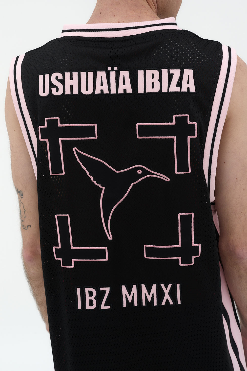 camiseta sin mangas hombre poliéster mesh logo ushuaïa delantero y espalda ibiza