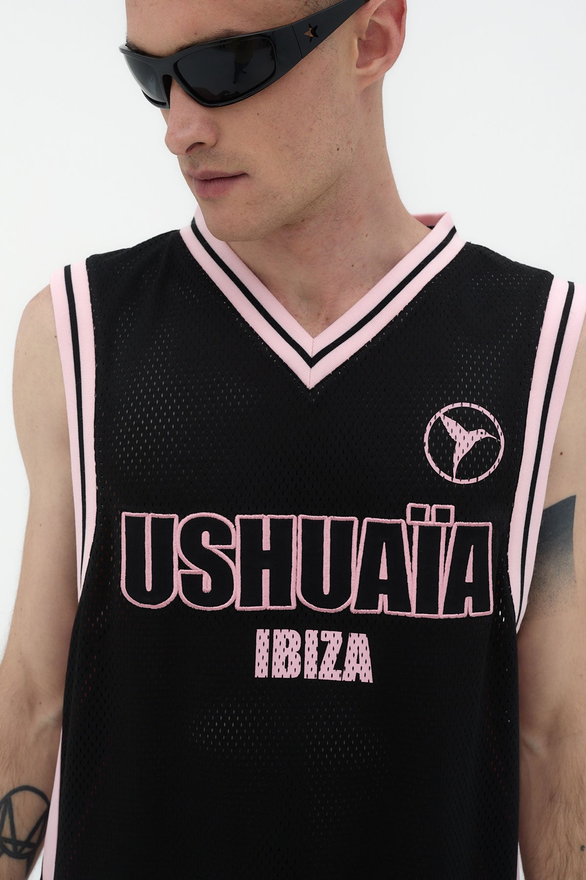 camiseta sin mangas hombre poliéster mesh logo ushuaïa delantero y espalda ibiza