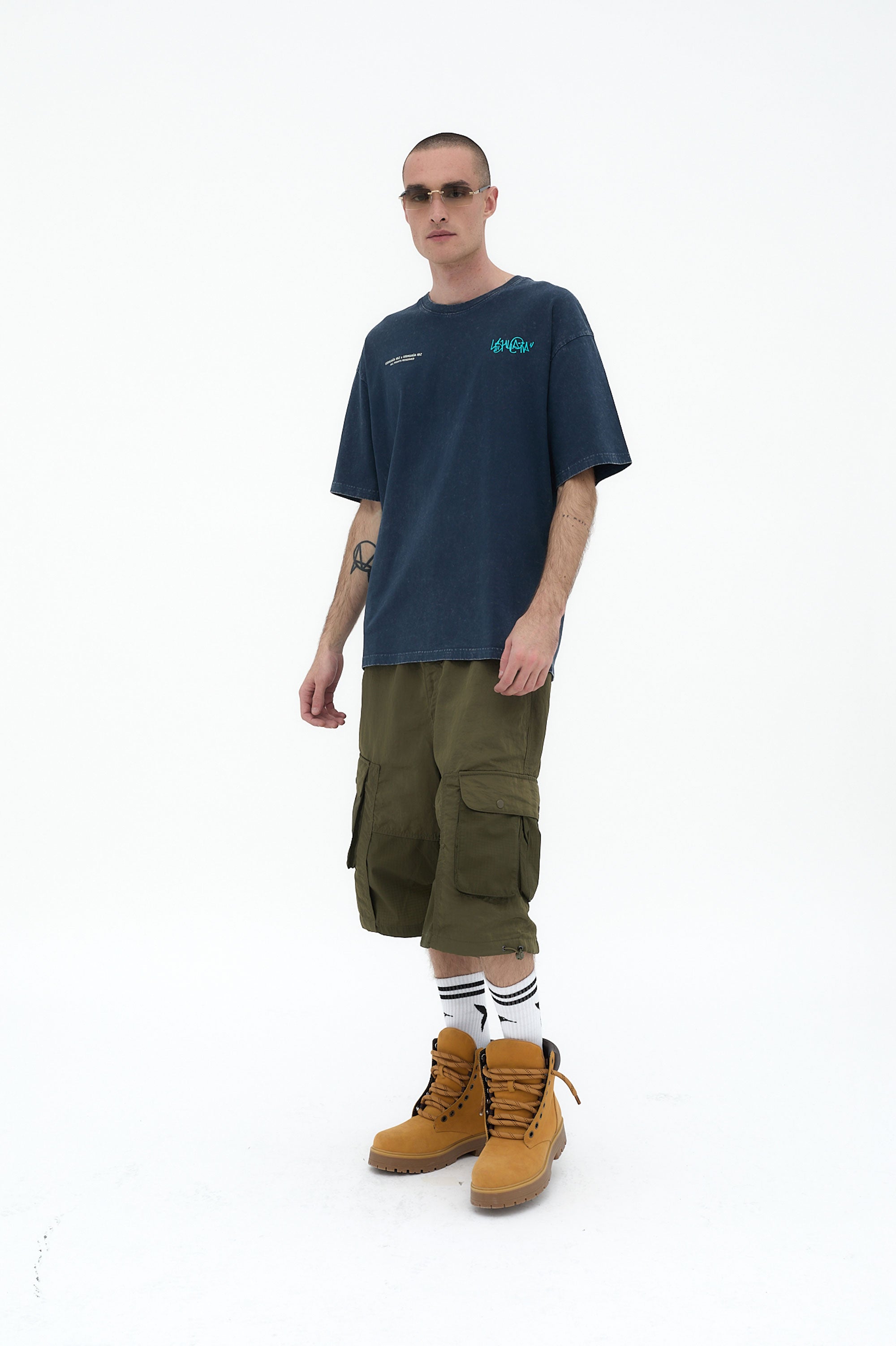 camiseta oversize hombre logo espalda algodón snow finish