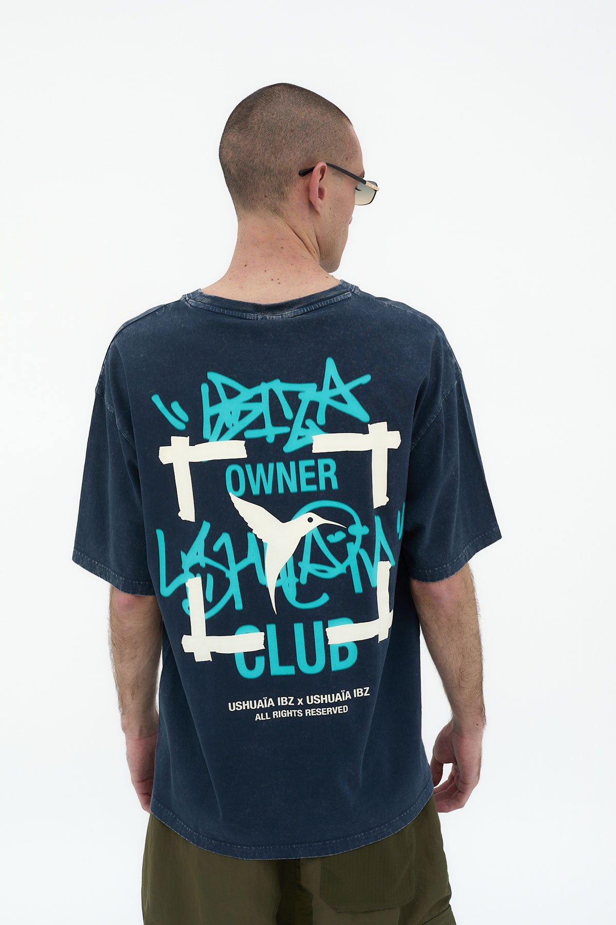 camiseta oversize hombre logo espalda algodón snow finish