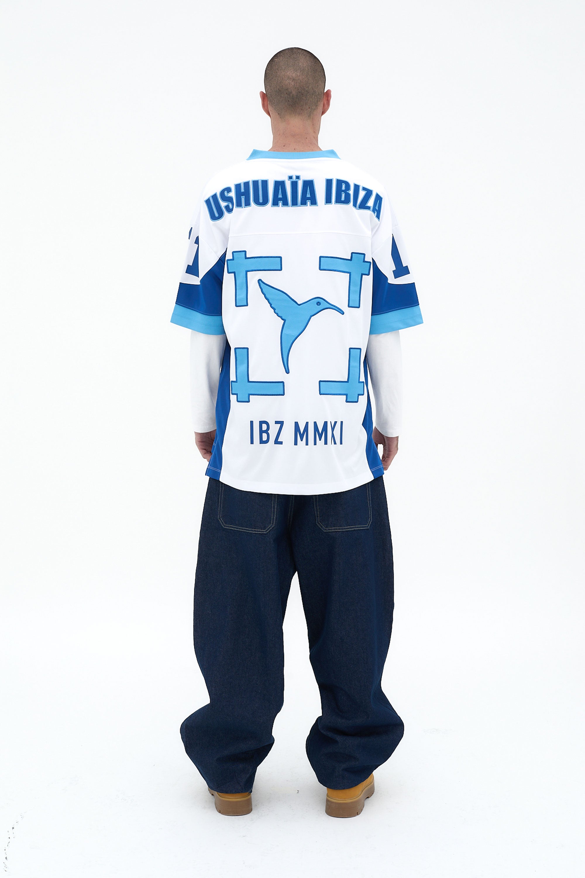 camiseta rugby hombre poliéster logo ushuaïa delantero y espalda ibiza