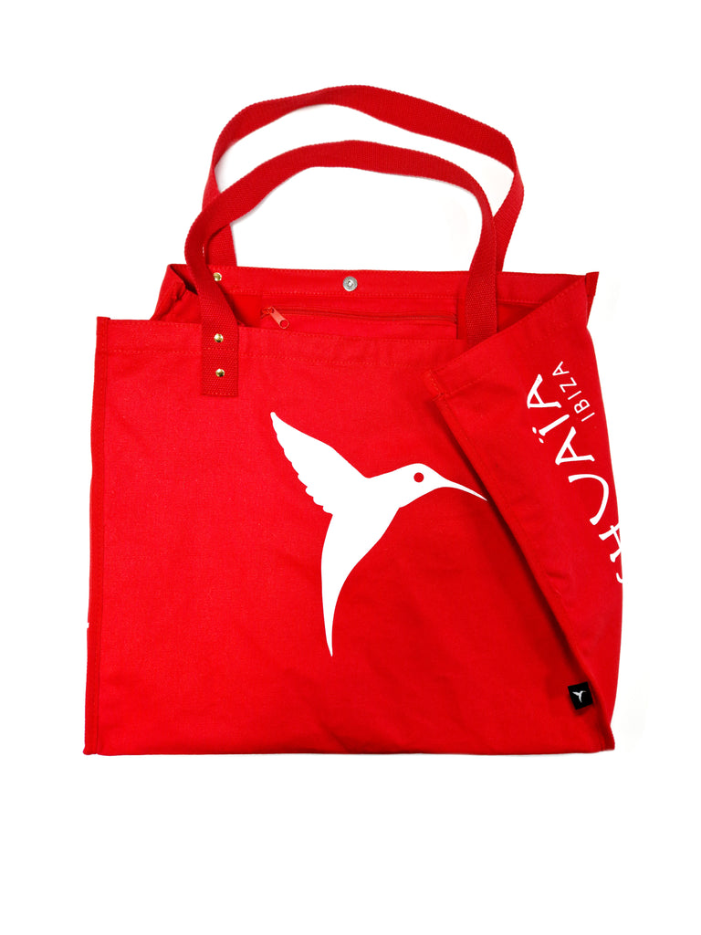 Red bag with white hummingbird.ASA to hang. Measures: 40x45x19cm.
 
COMPOSITION : 
100% cotton 