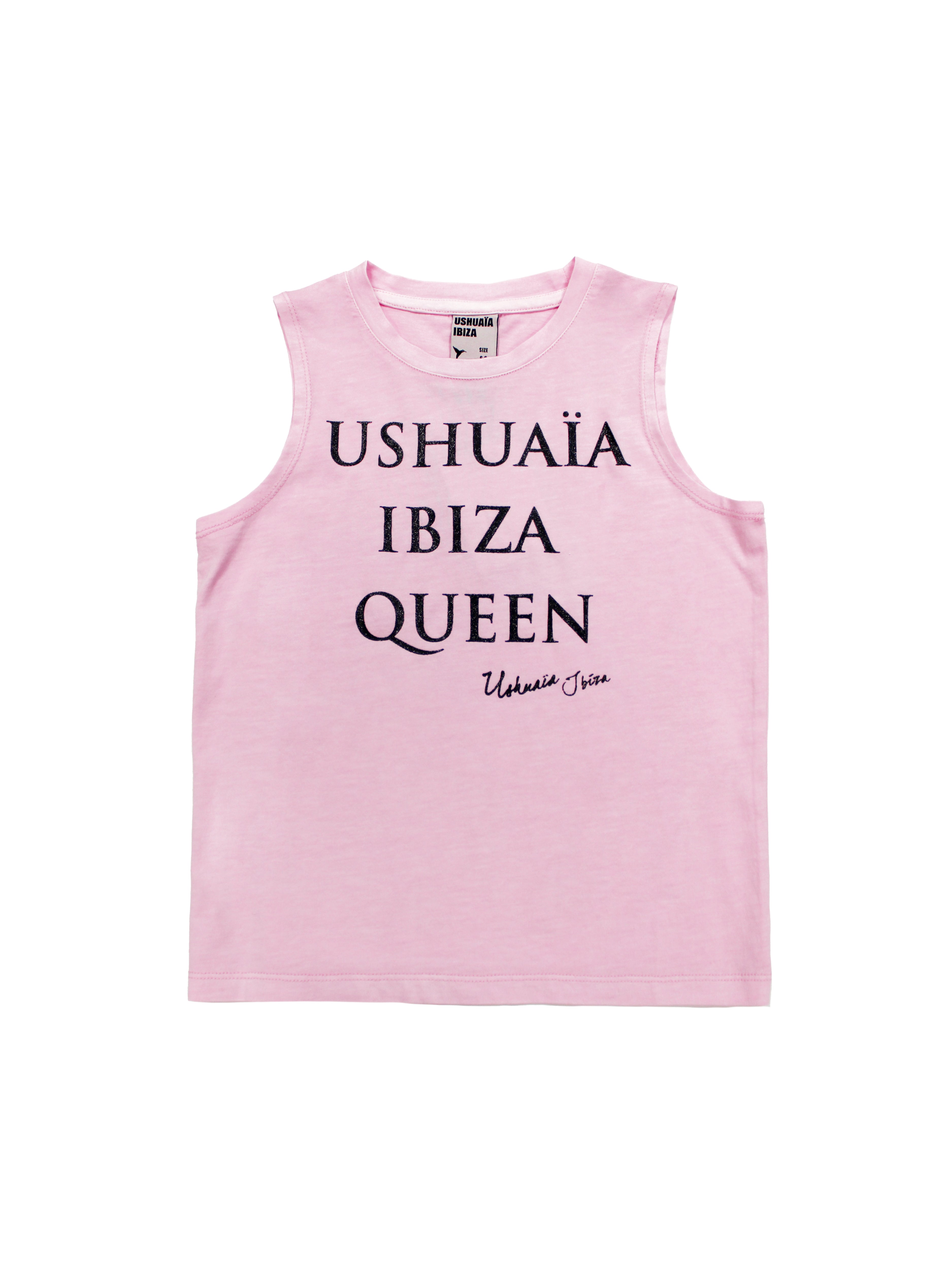 T-shirt with a round neckline and washed armhole sleeves with a fade out effect. Contrast combined print detail on the front and back with glitter. 