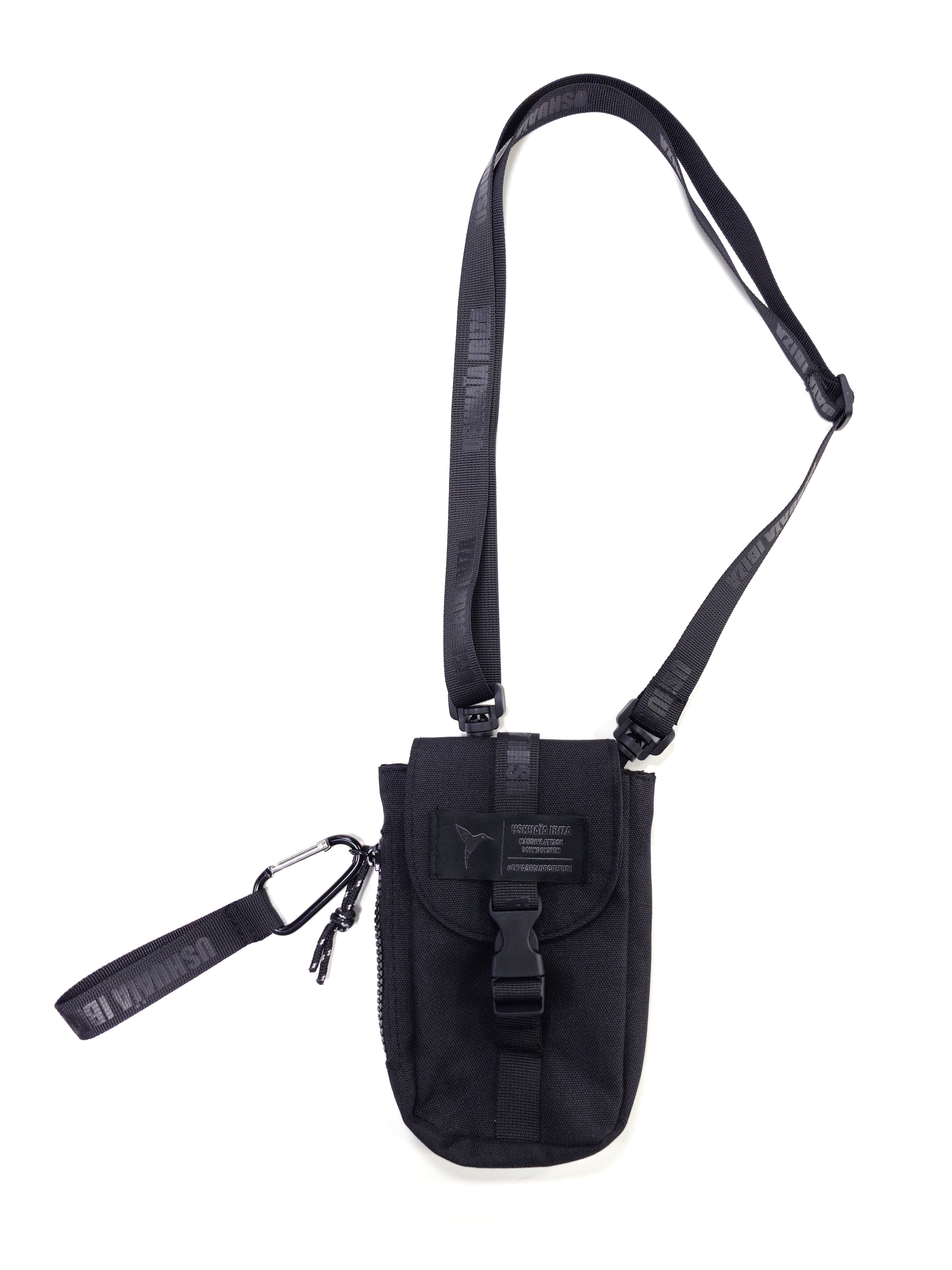 Black shoulder bag with contrasting logo