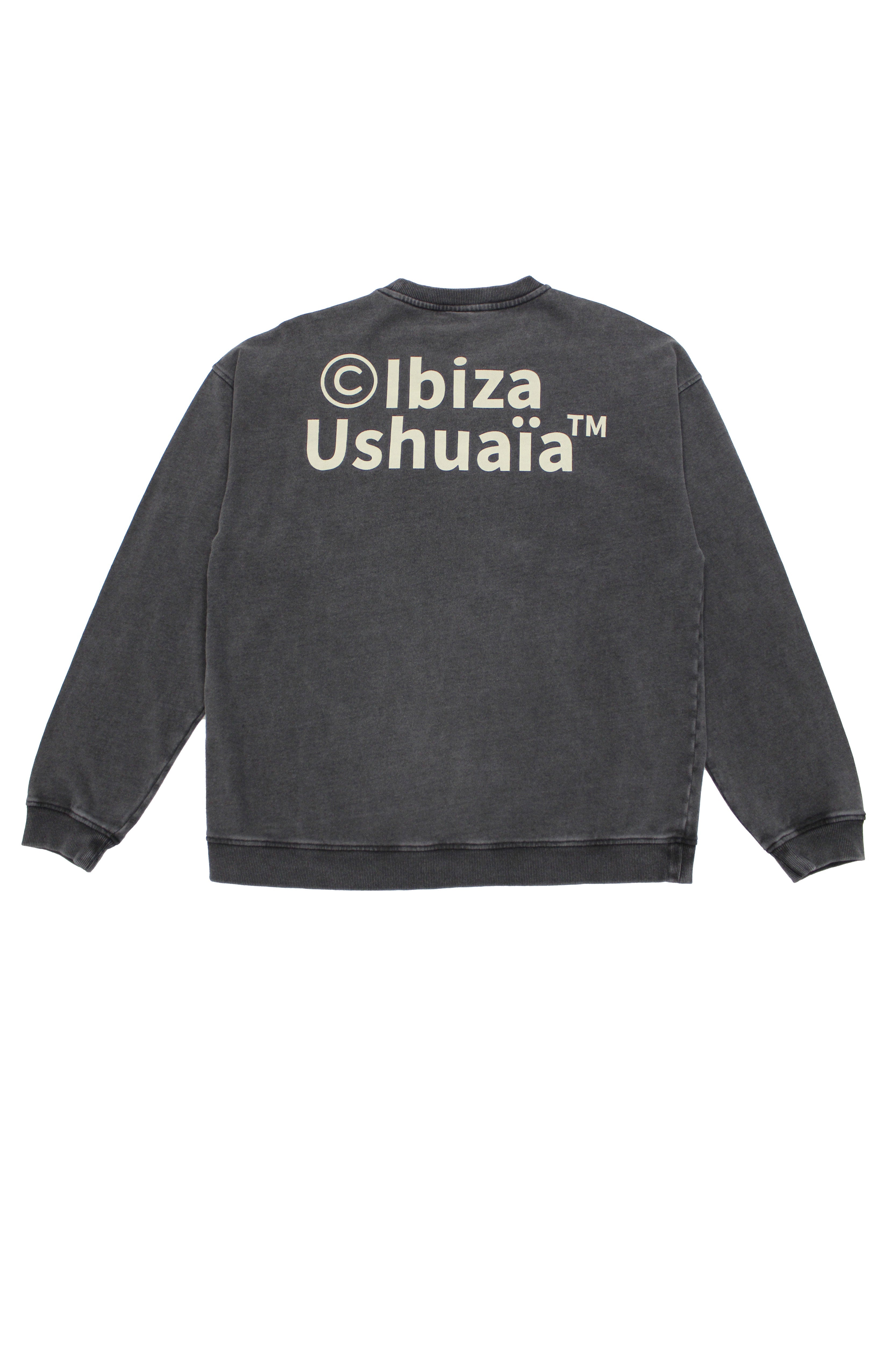 Oversized sweatshirt with round neck and long sleeves with enzyme wash and fade out. Contrast combined print detail on the front and back. Ribbed finishes