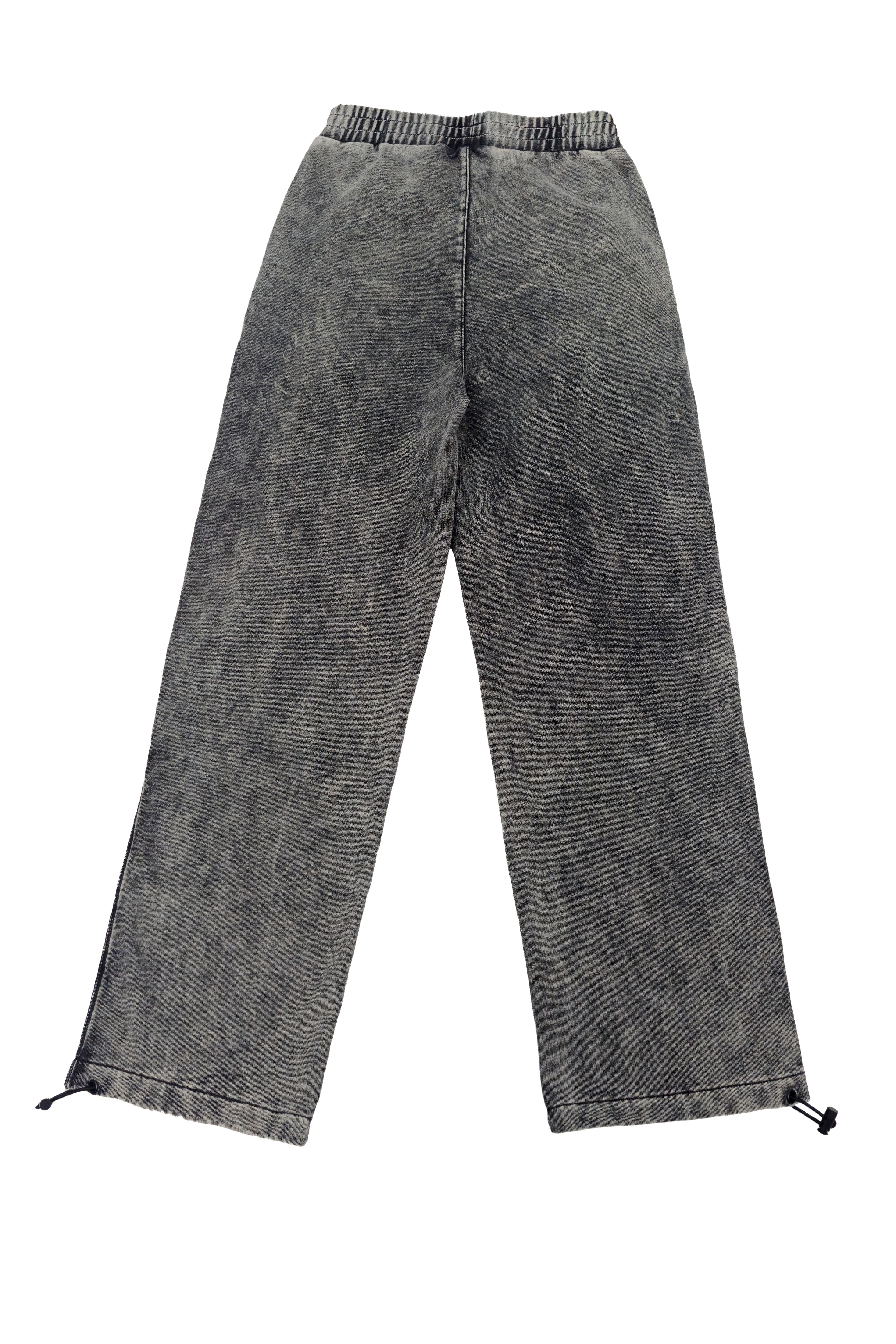 Wide-leg trousers with elastic waistband. Acid wash finish, contrast side print and reflective piping. Full-length design.
 