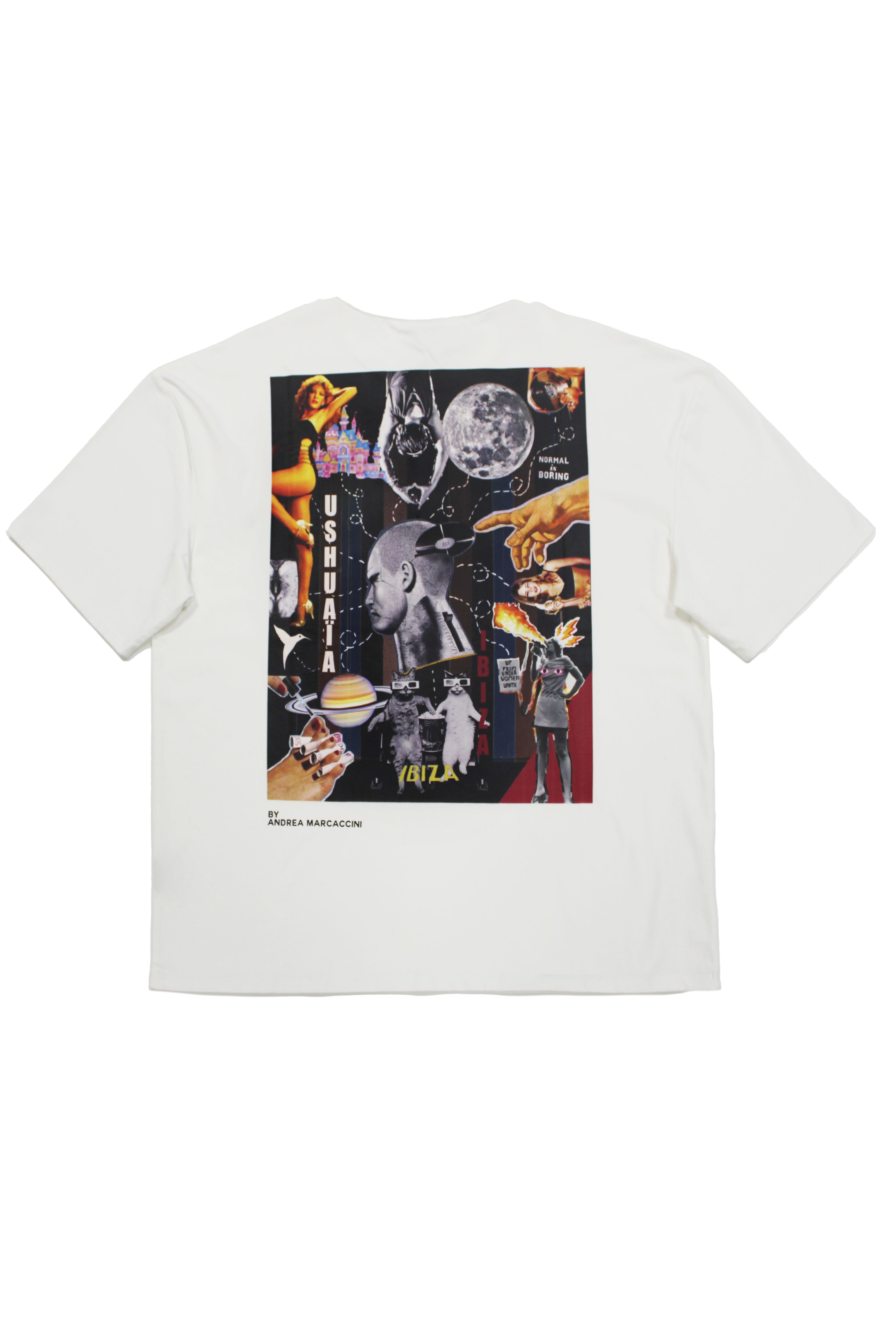 Oversize plus t-shirt with round neck and short sleeves. Contrast combined print detail on front and back.
USHUAÏA x ANDREA MARCACCINI 