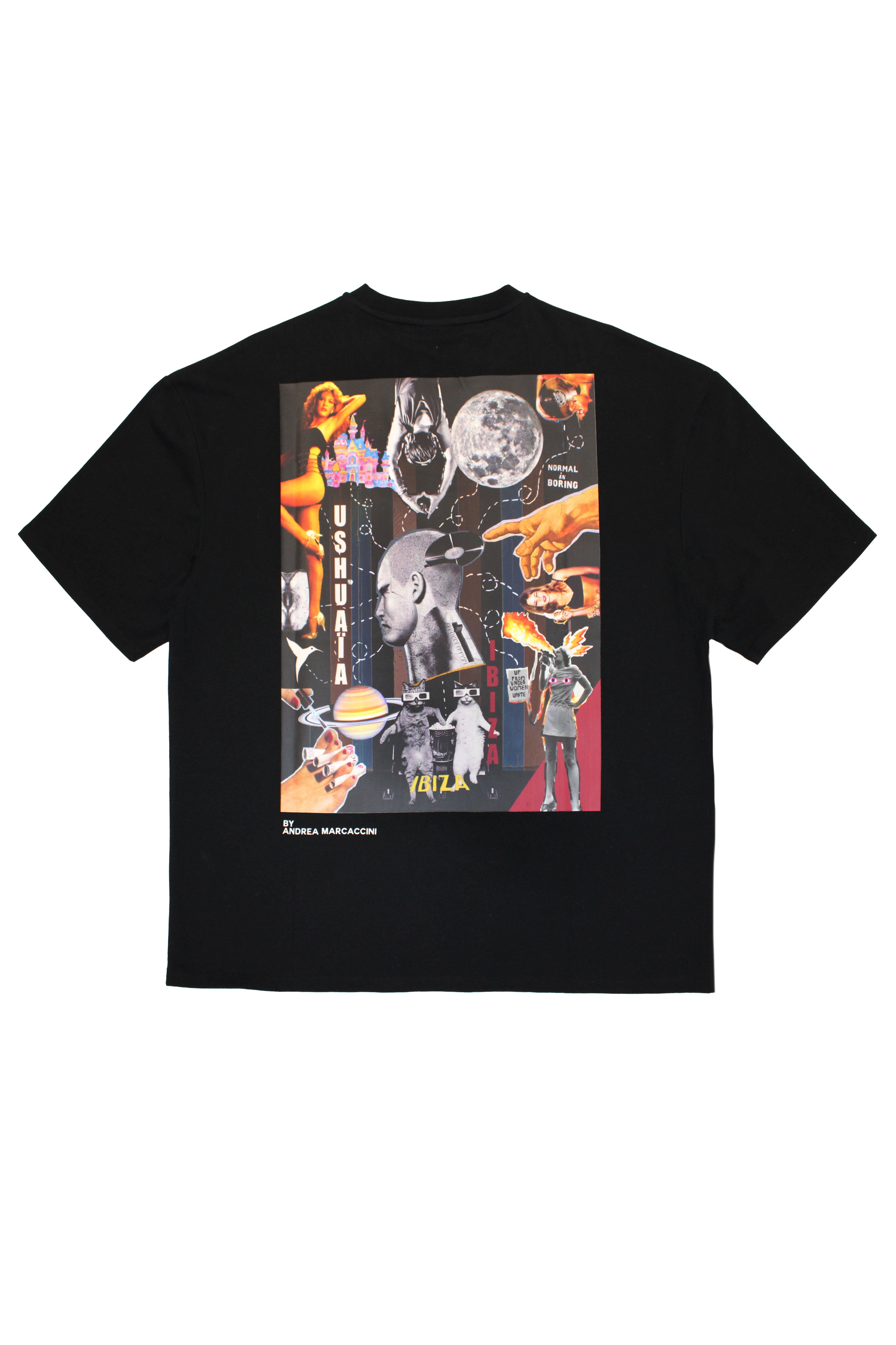 Oversize plus t-shirt with round neck and short sleeves. Contrast combined print detail on front and back.
USHUAÏA x ANDREA MARCACCINI 