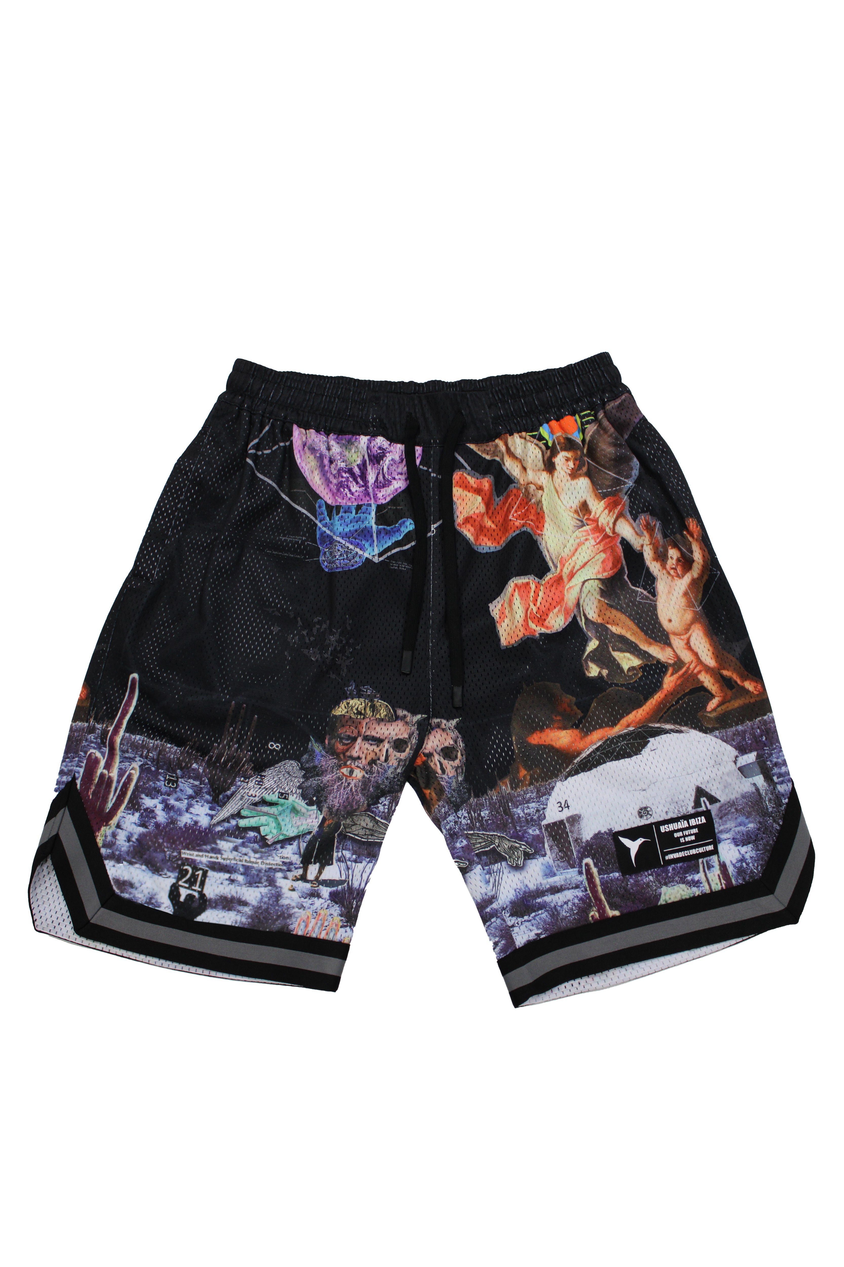 Printed Bermuda shorts made of mesh fabric, lightweight and breathable. Adjustable elastic waistband with drawstring. Patch detail on the front. Side pockets.
USHUAÏA x ANDREA MARCACCINI