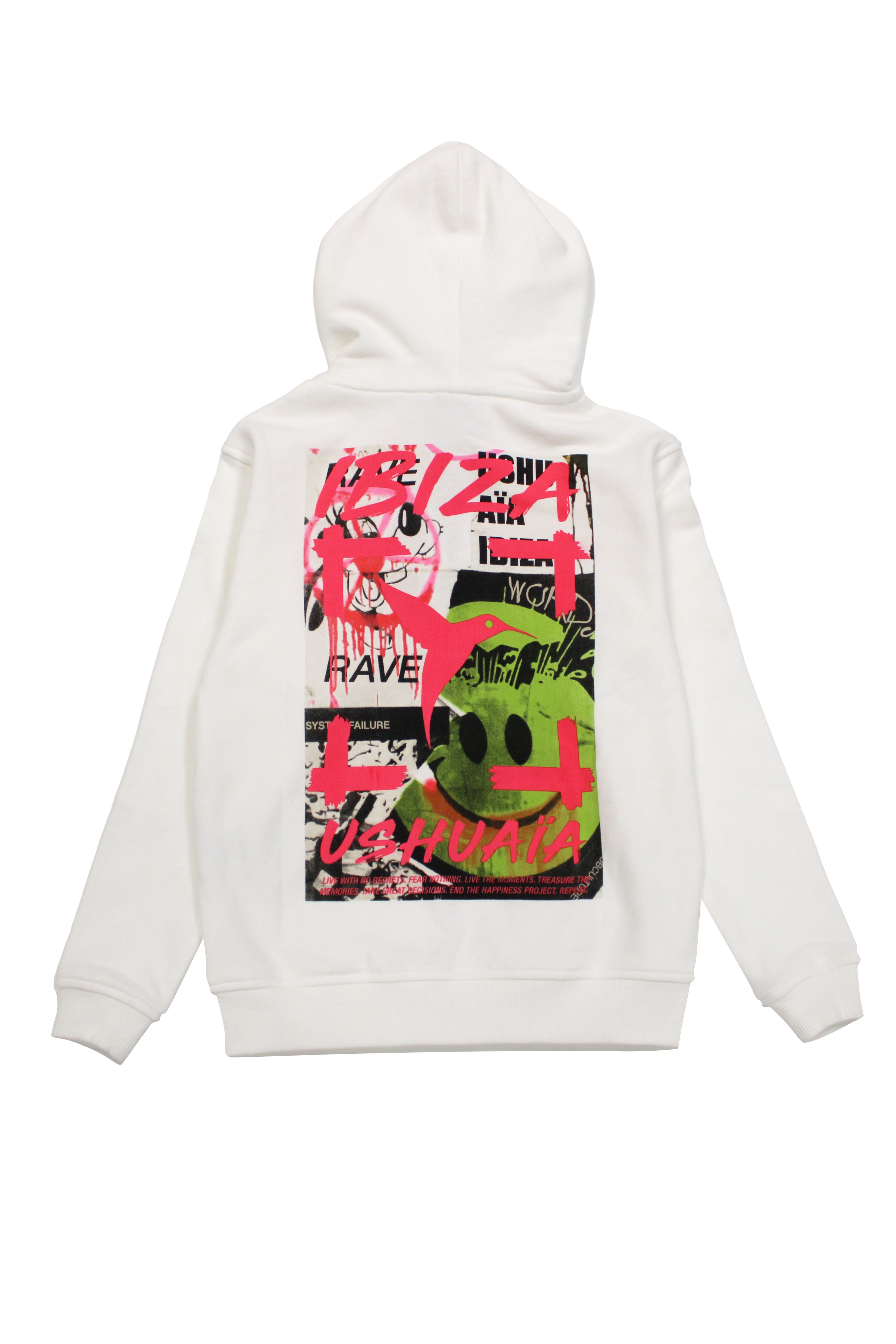 Washed zip-up hoodie with peach effect. Contrast combined print detail on front and back. Ribbed finishes.
 