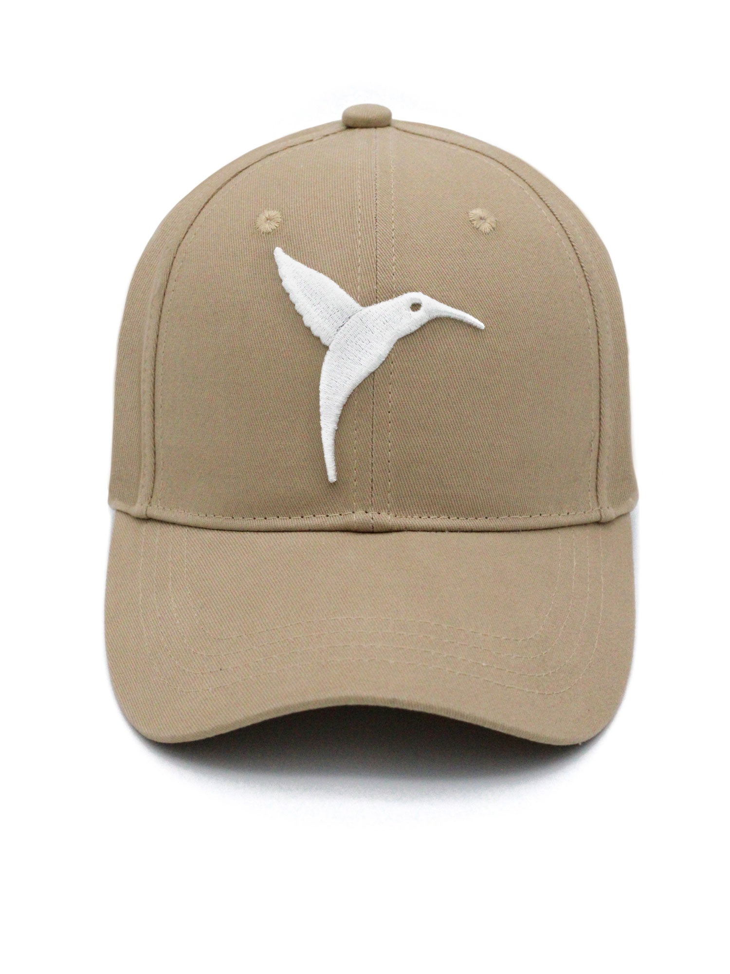 Beige Ushuaïa Ibiza cotton cap with contrasting hummingbird logo