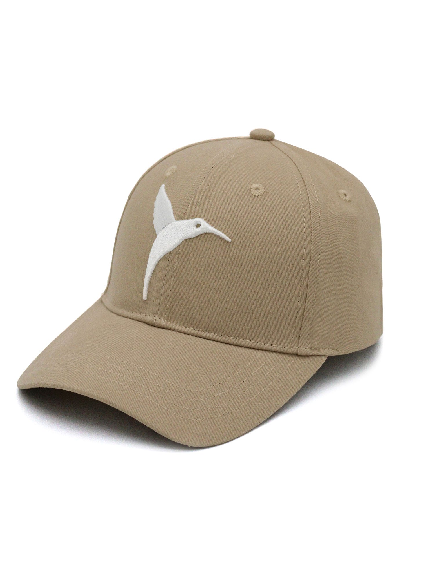 Beige Ushuaïa Ibiza cotton cap with contrasting hummingbird logo