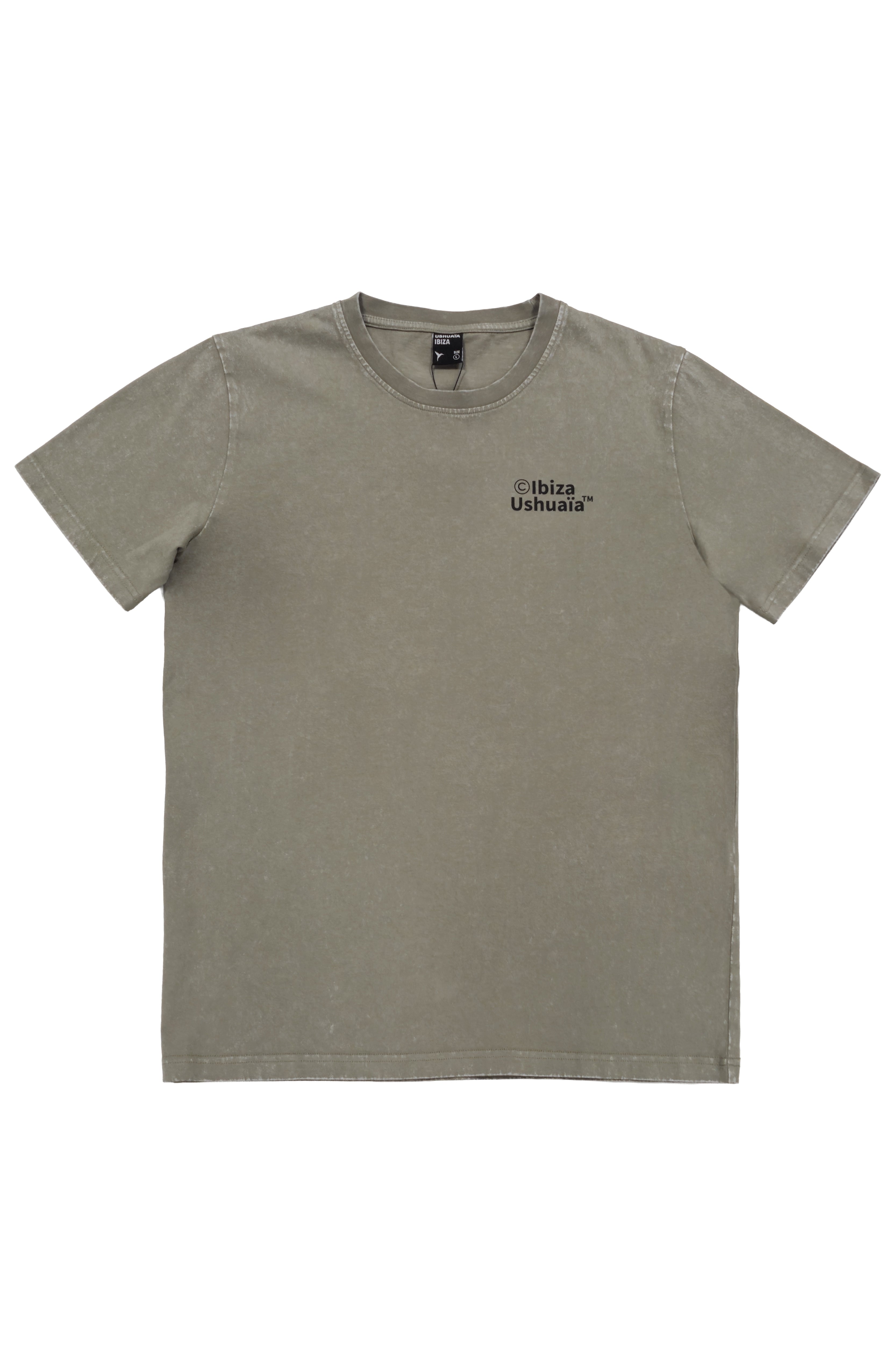 camiseta hombre algodón acid wash enzyme wash regular fit logo ushuaïa delantero y espalda