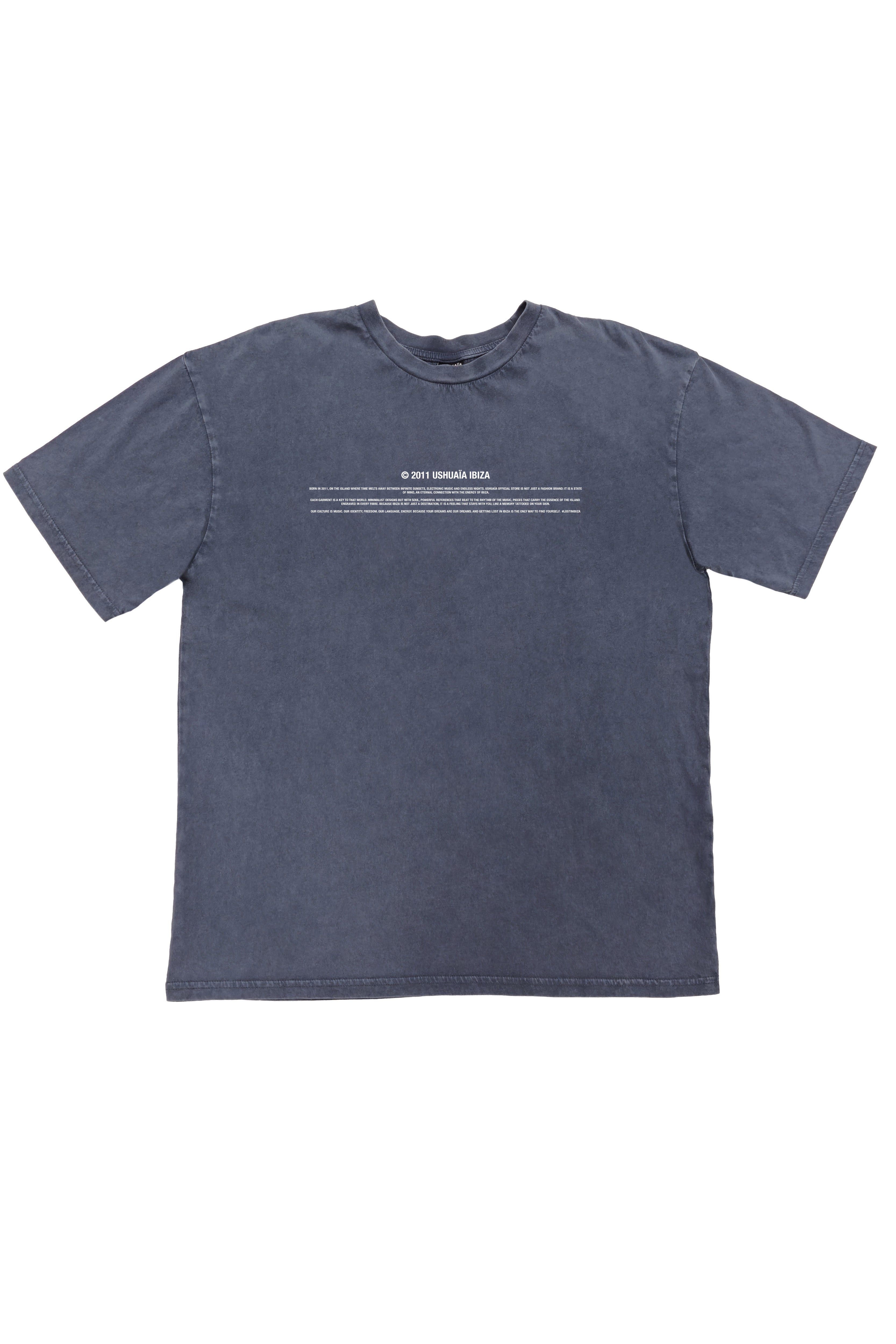 camiseta hombre algodón acid wash regular fit logo ushuaïa delantero y espalda