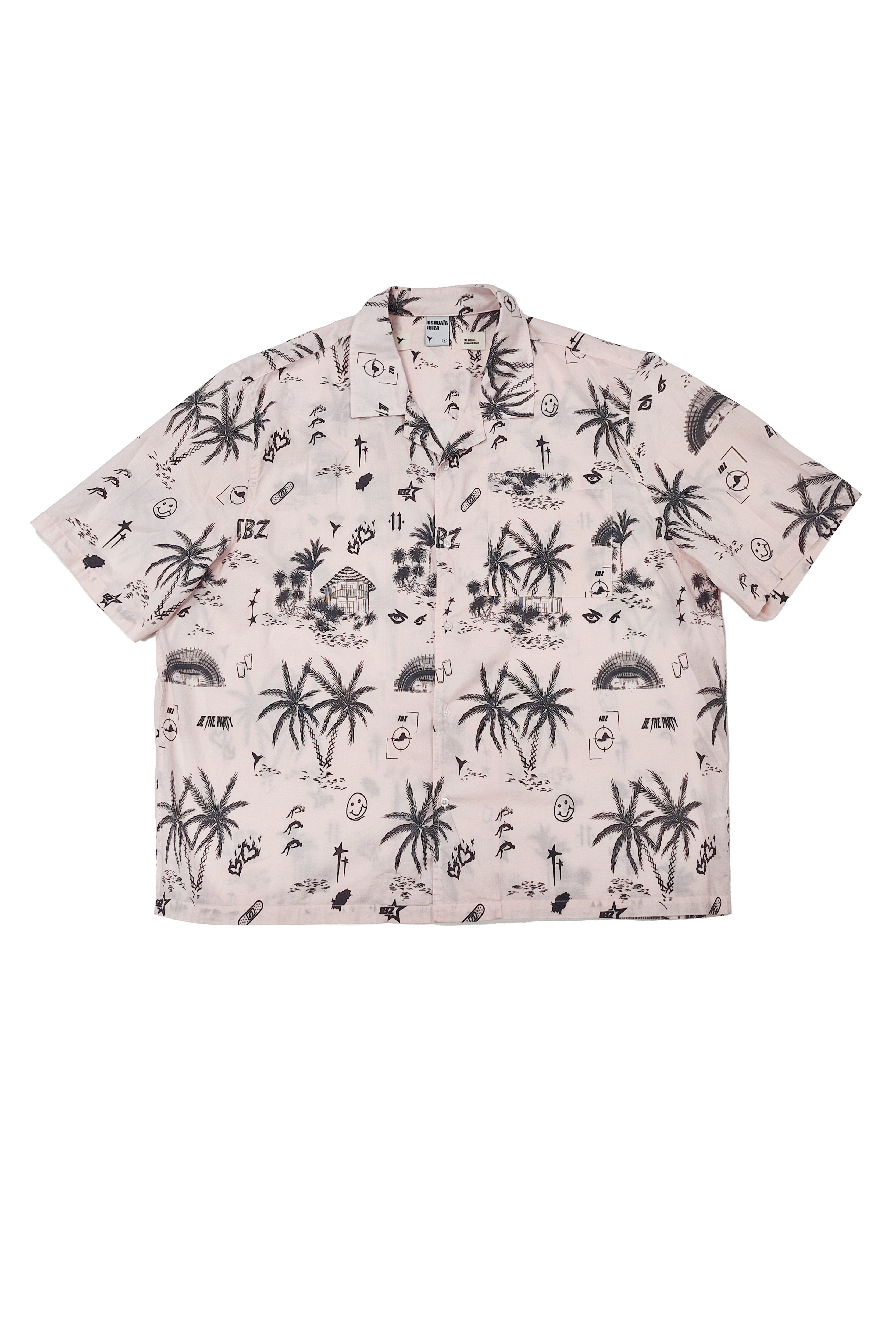 camisa hombre algodón manga corta logo ushuaïa delantero y espalda ibiza