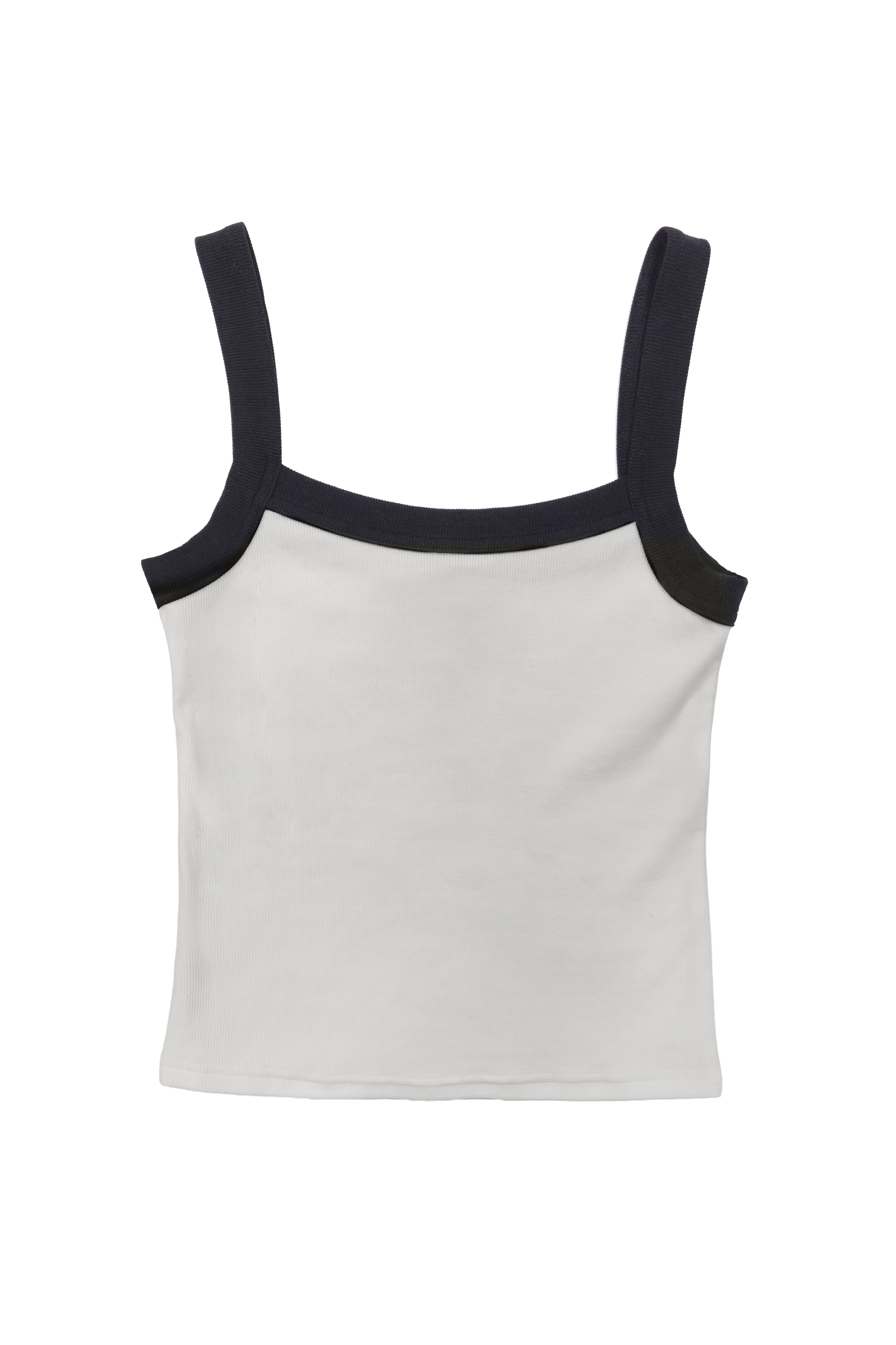 camiseta tirantes mujer blanca rib contraste negro
