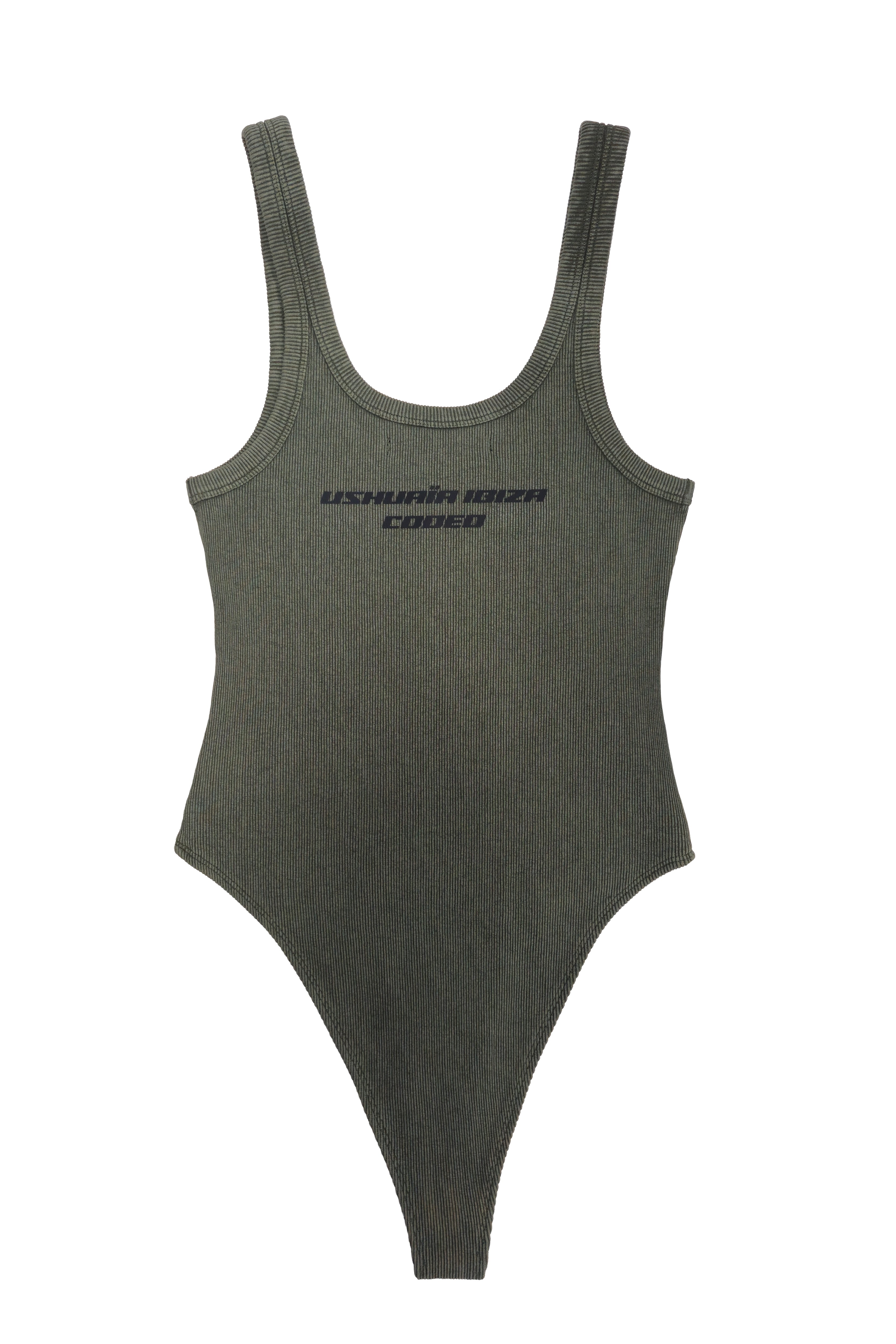 body mujer verde acid wash tirantes cremallera