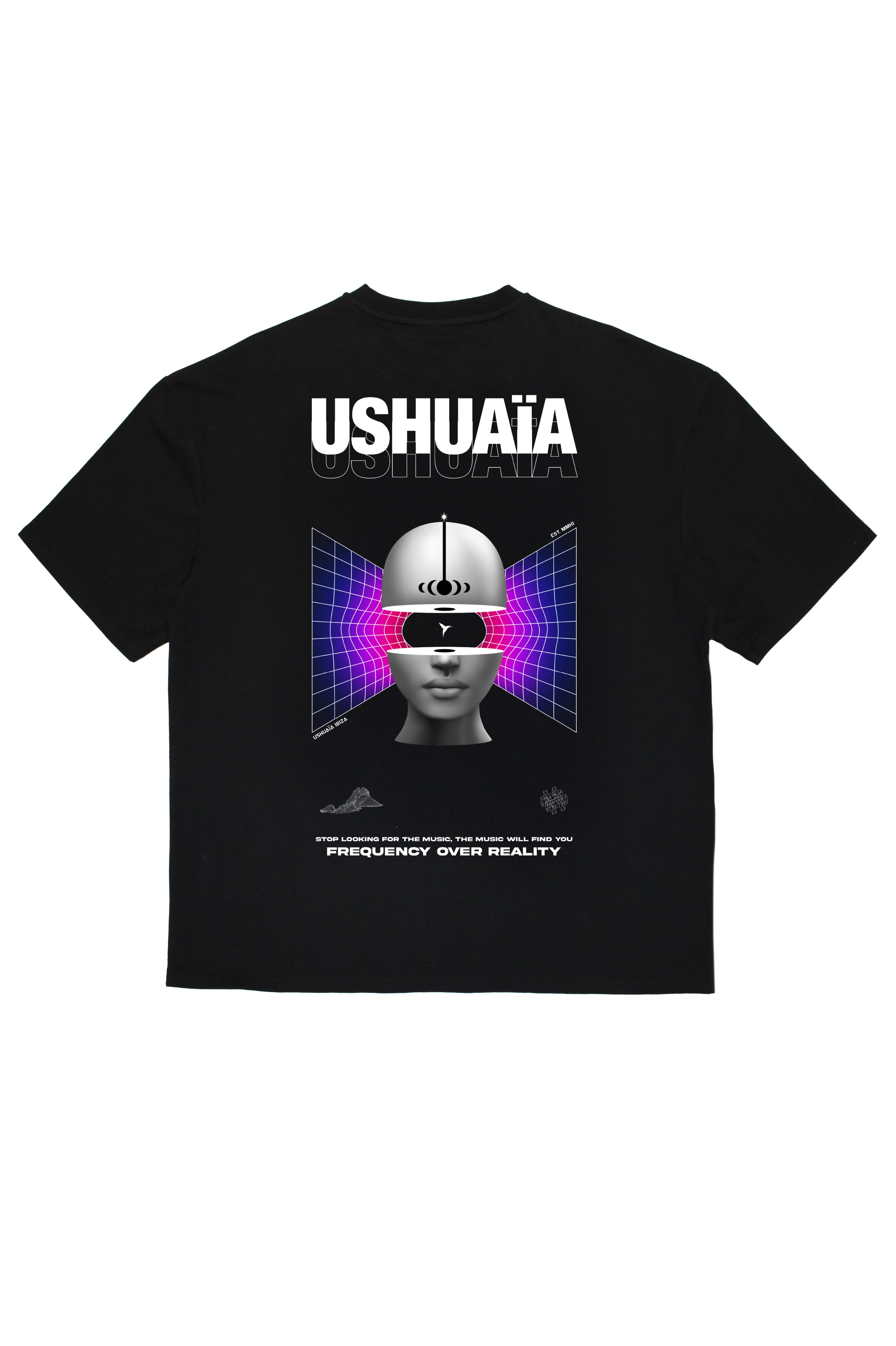 camiseta super oversize hombre algodón silicon wash logo ushuaïa delantero y espalda ibiza