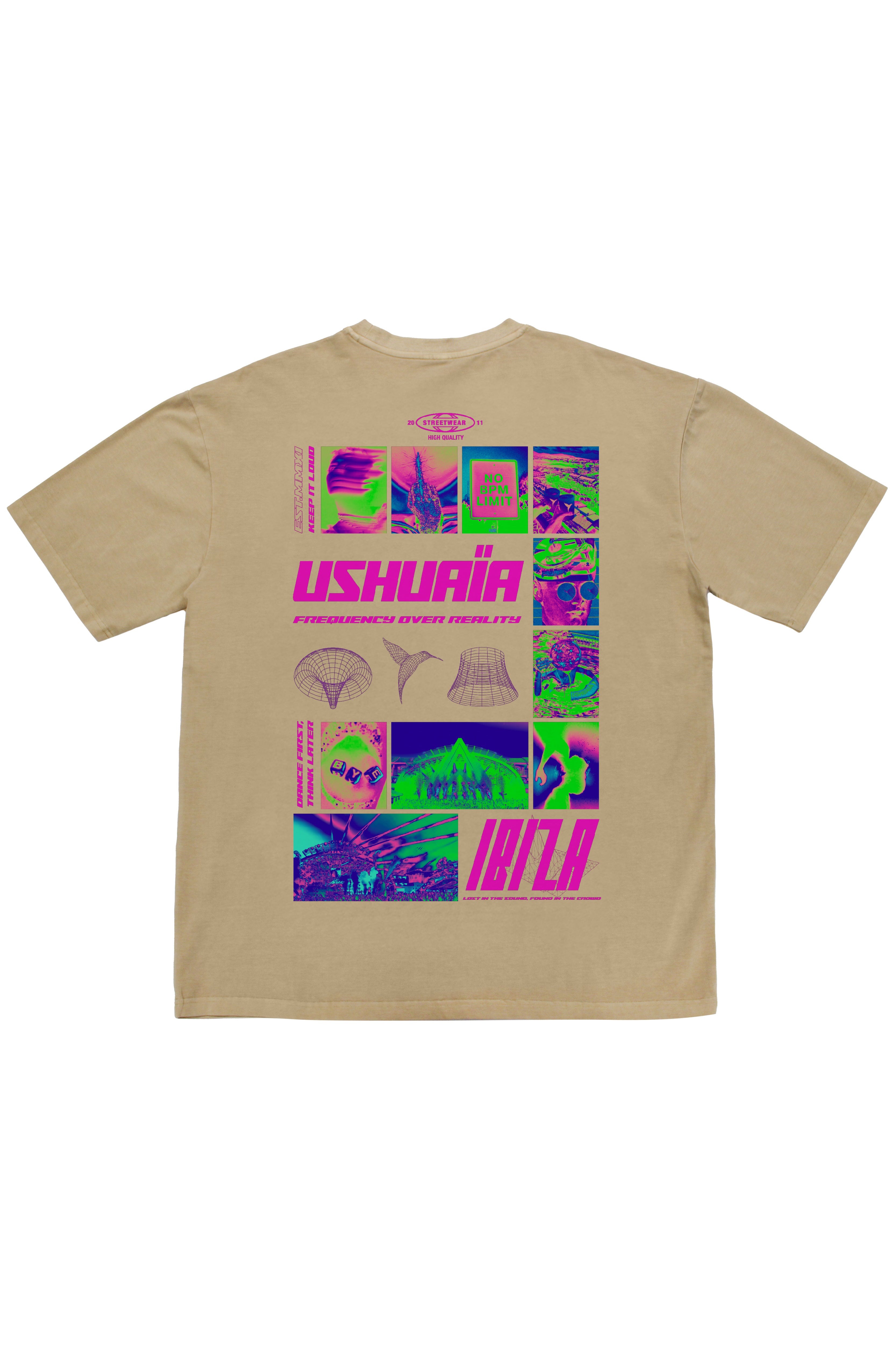 camiseta oversize hombre algodón acid wash enzymatic wash logo ushuaïa