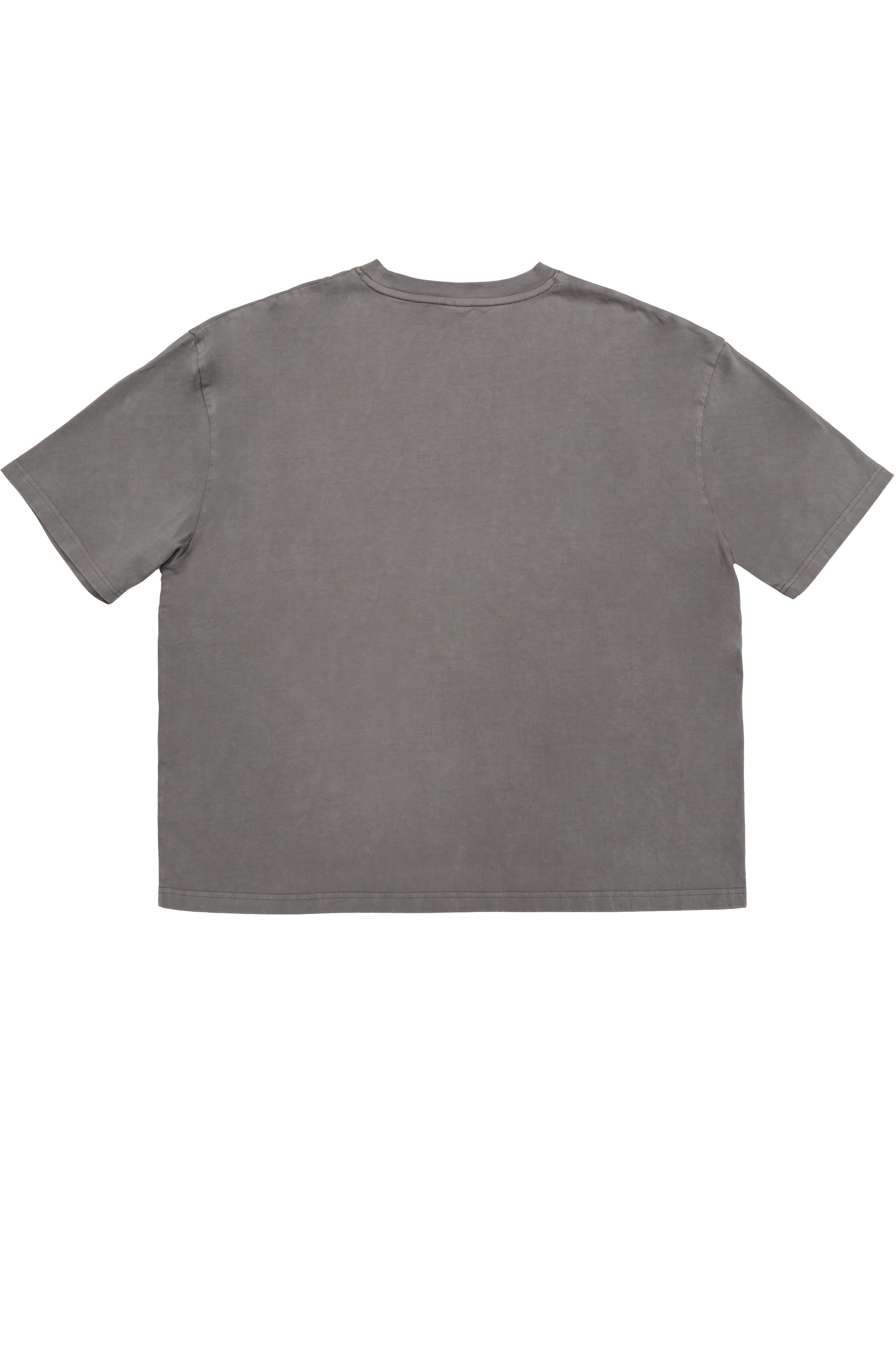 camiseta boxy fit gris hombre acid wash logo delantero