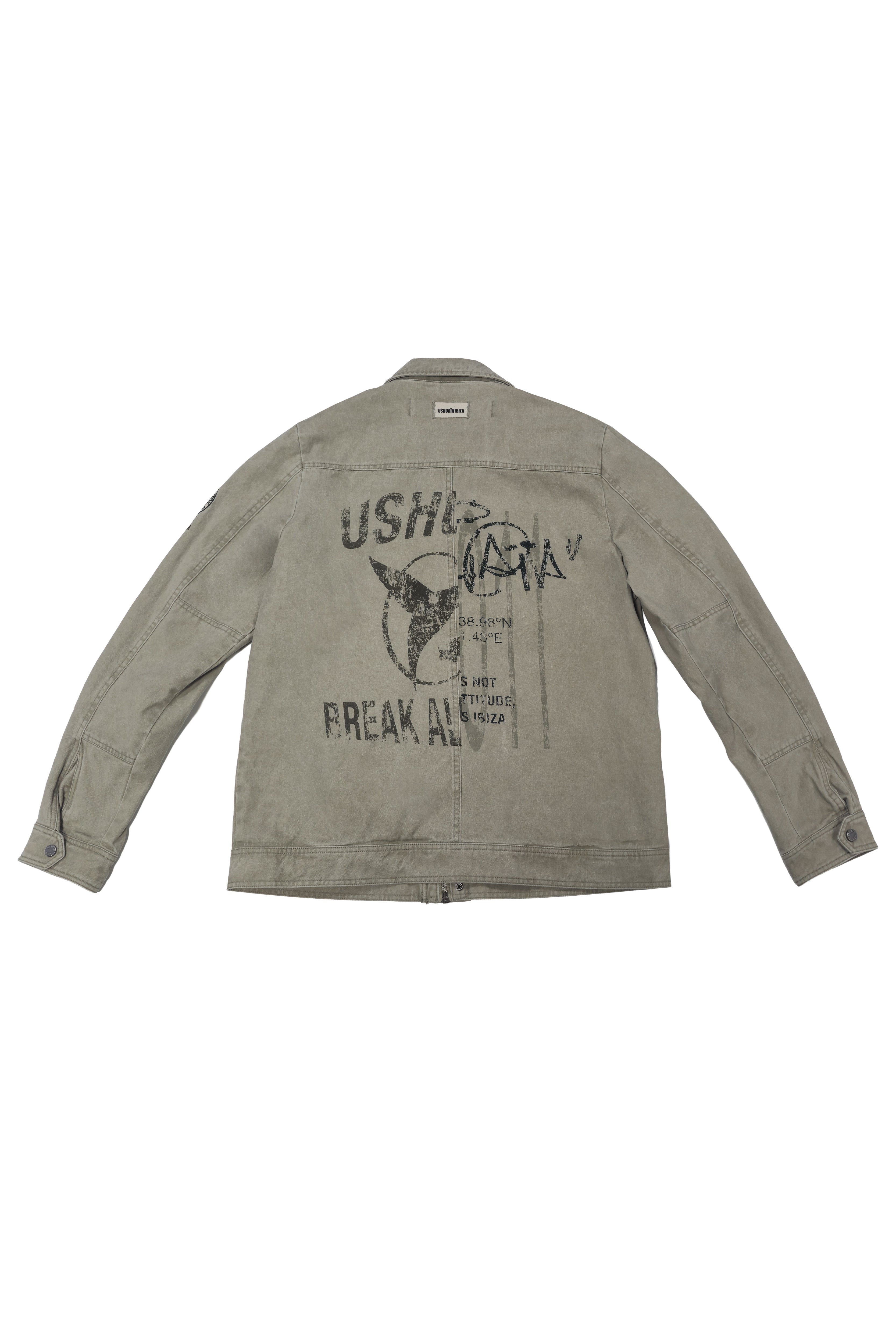 chaqueta militar hombre verde lavado bolsillos frontales