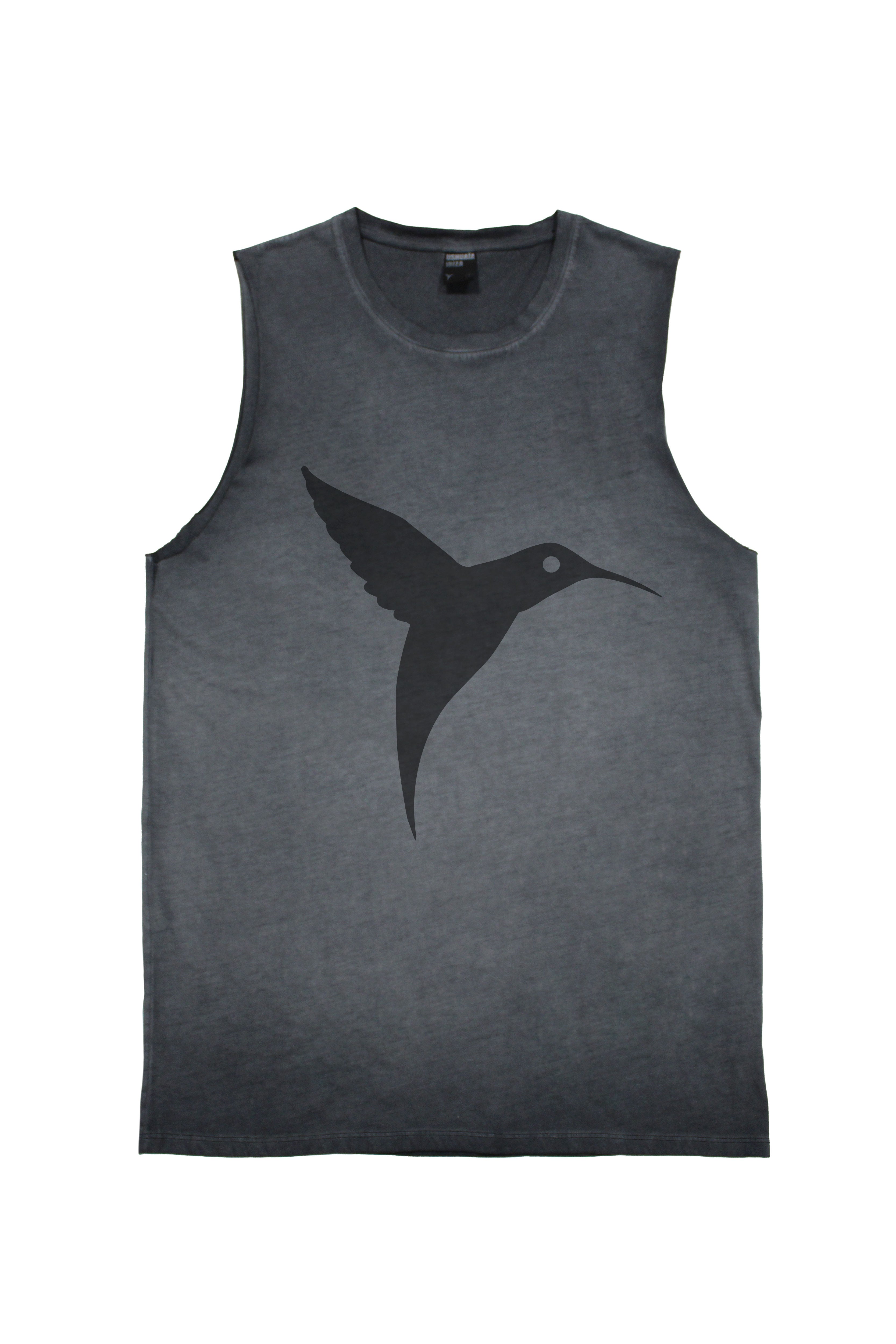 camiseta sin mangas hombre algodón acid wash enzyme wash regular fit logo ushuaïa frontal