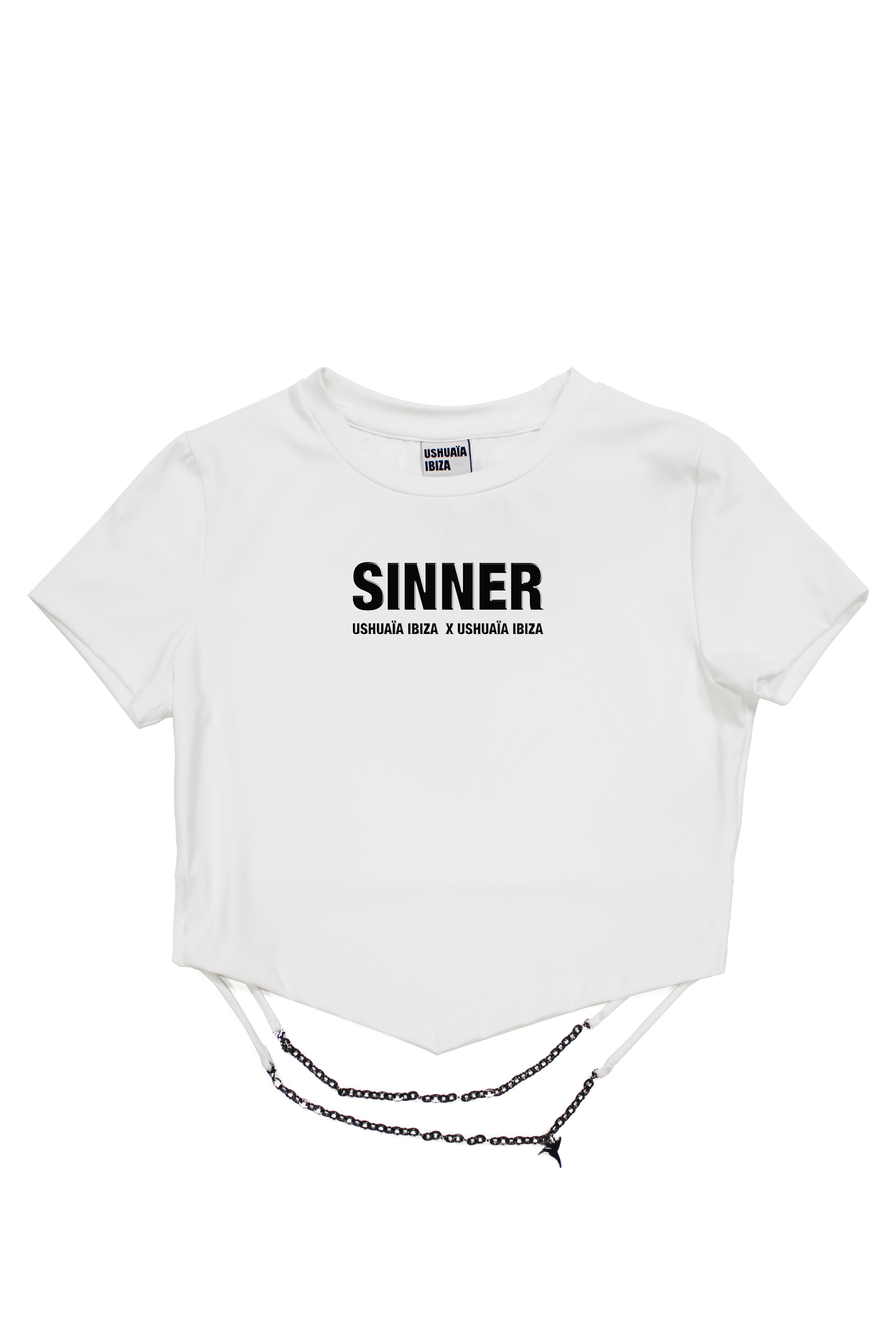 camiseta mujer blanca crop ajustada ushuaia 