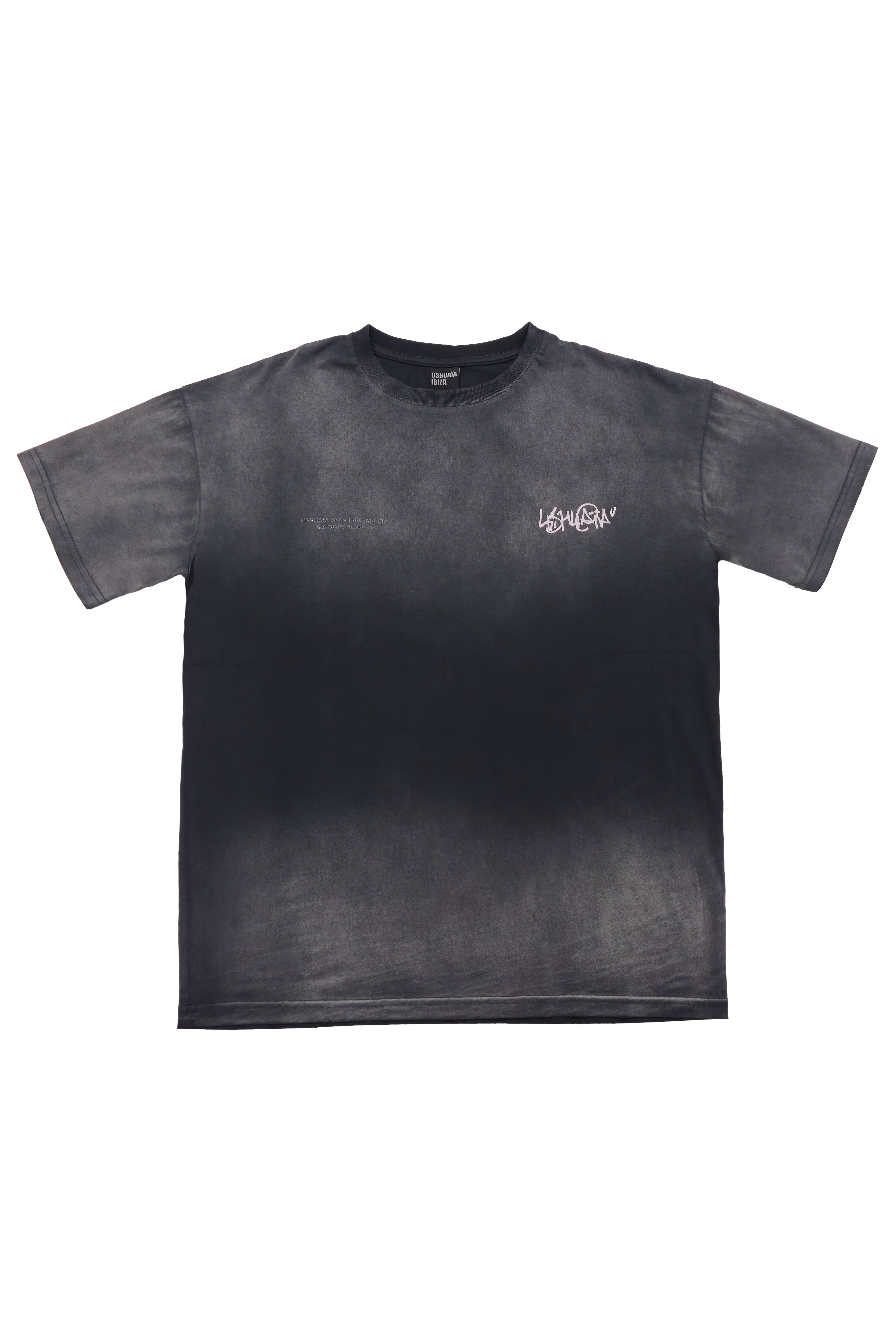 camiseta mujer negra acid wash algodón