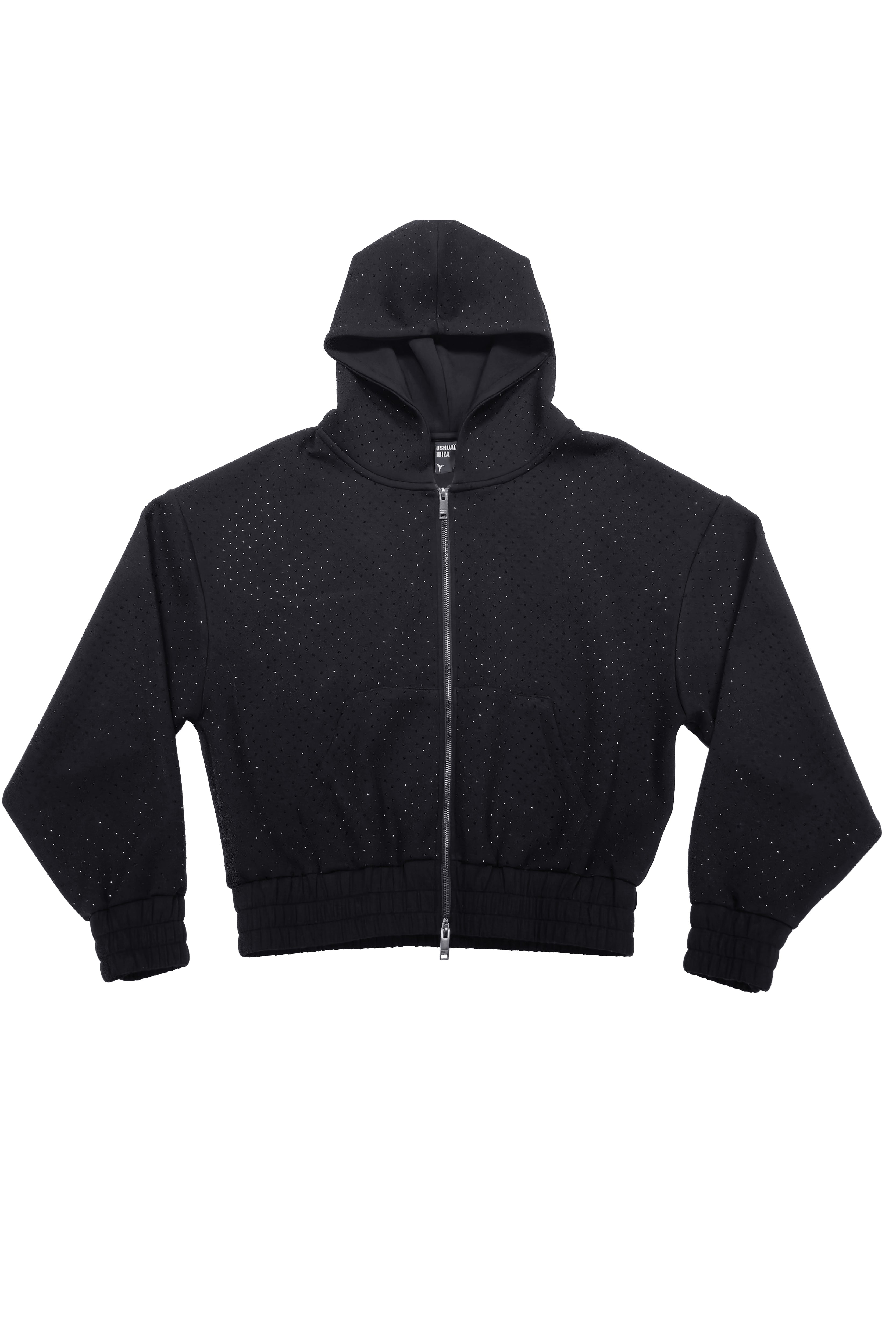 sudadera mujer negra capucha cremallera ushuaia