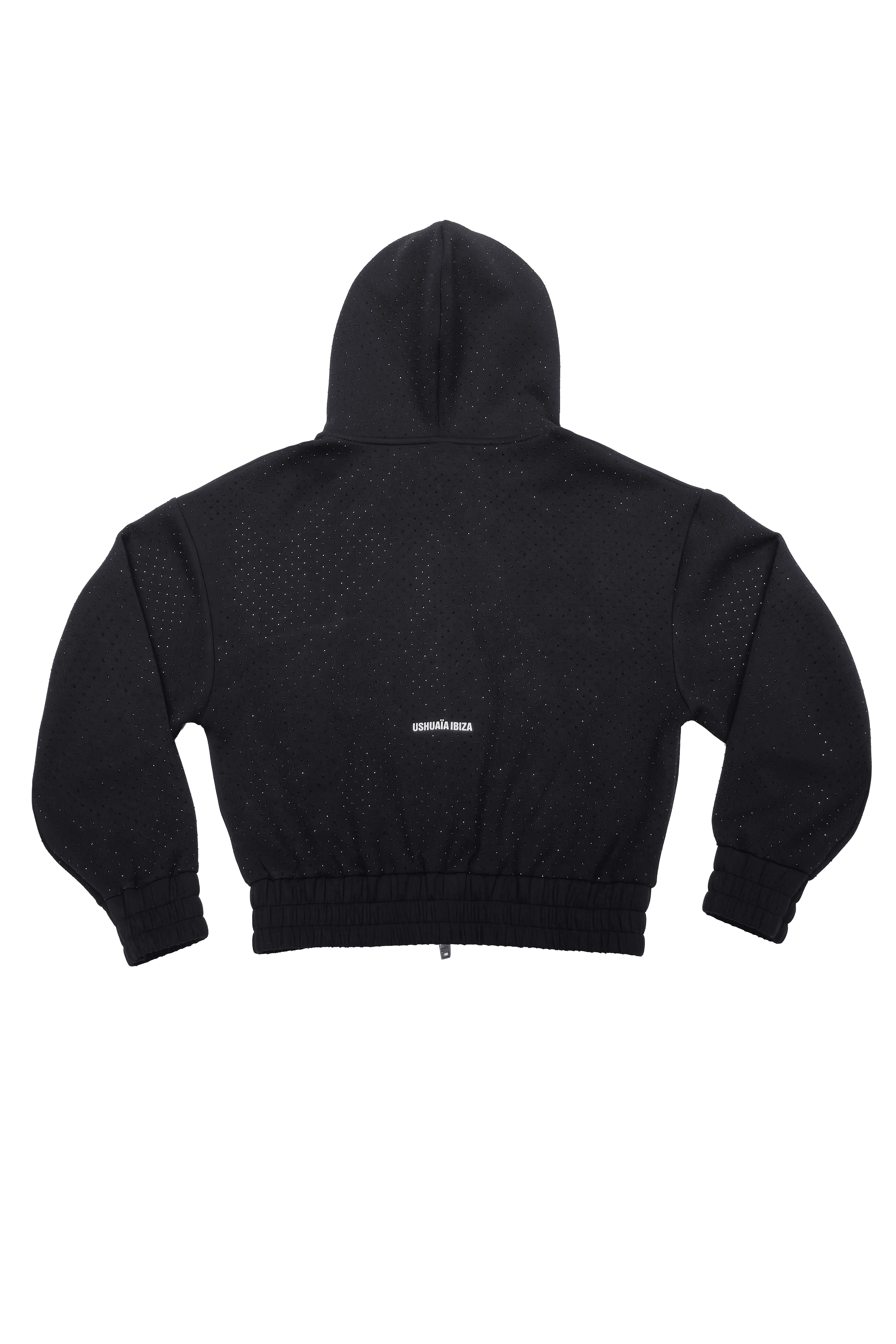 sudadera mujer negra capucha cremallera ushuaia