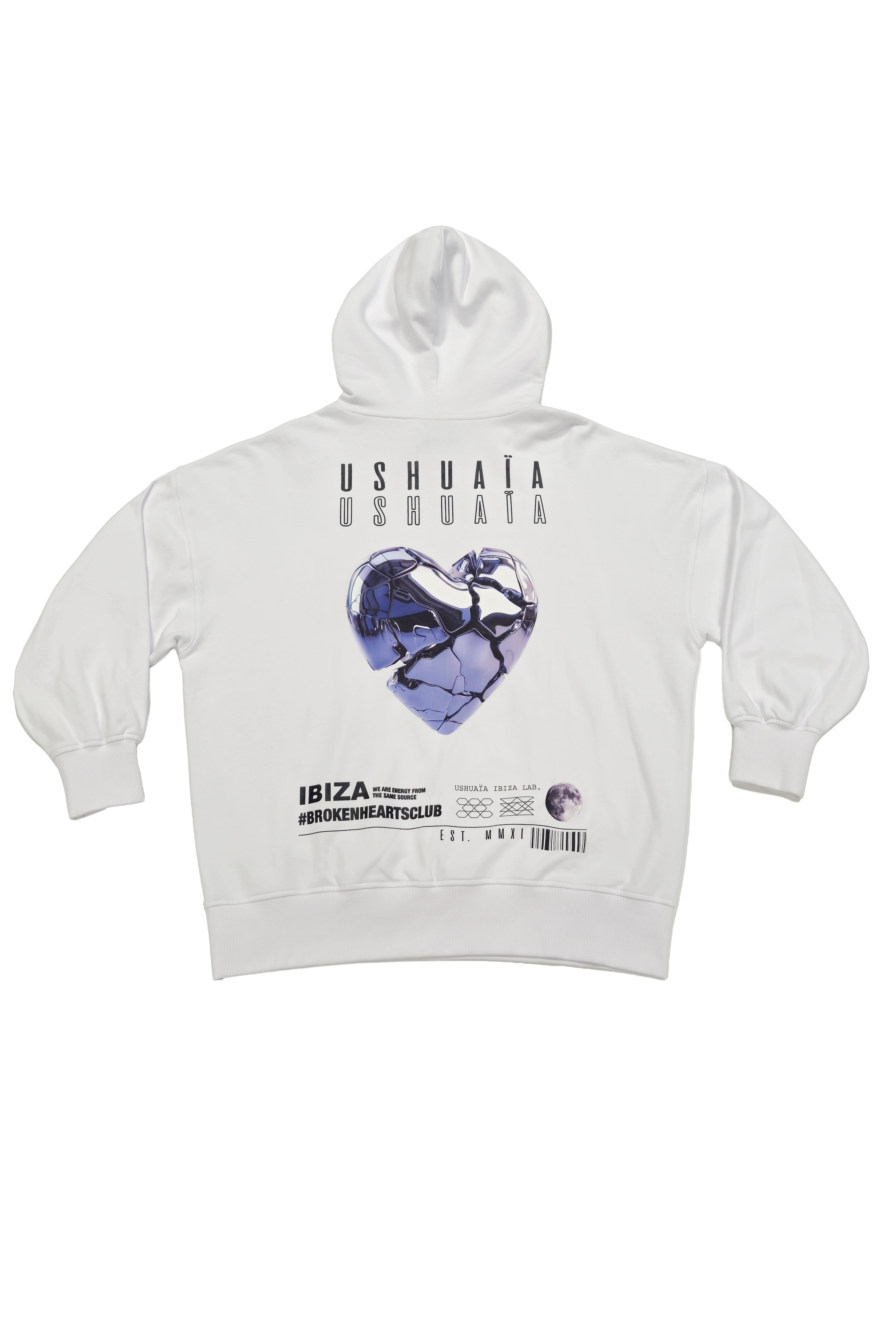 sudadera mujer algodón french terry soft wash logo ushuaïa delantero y espalda ibiza