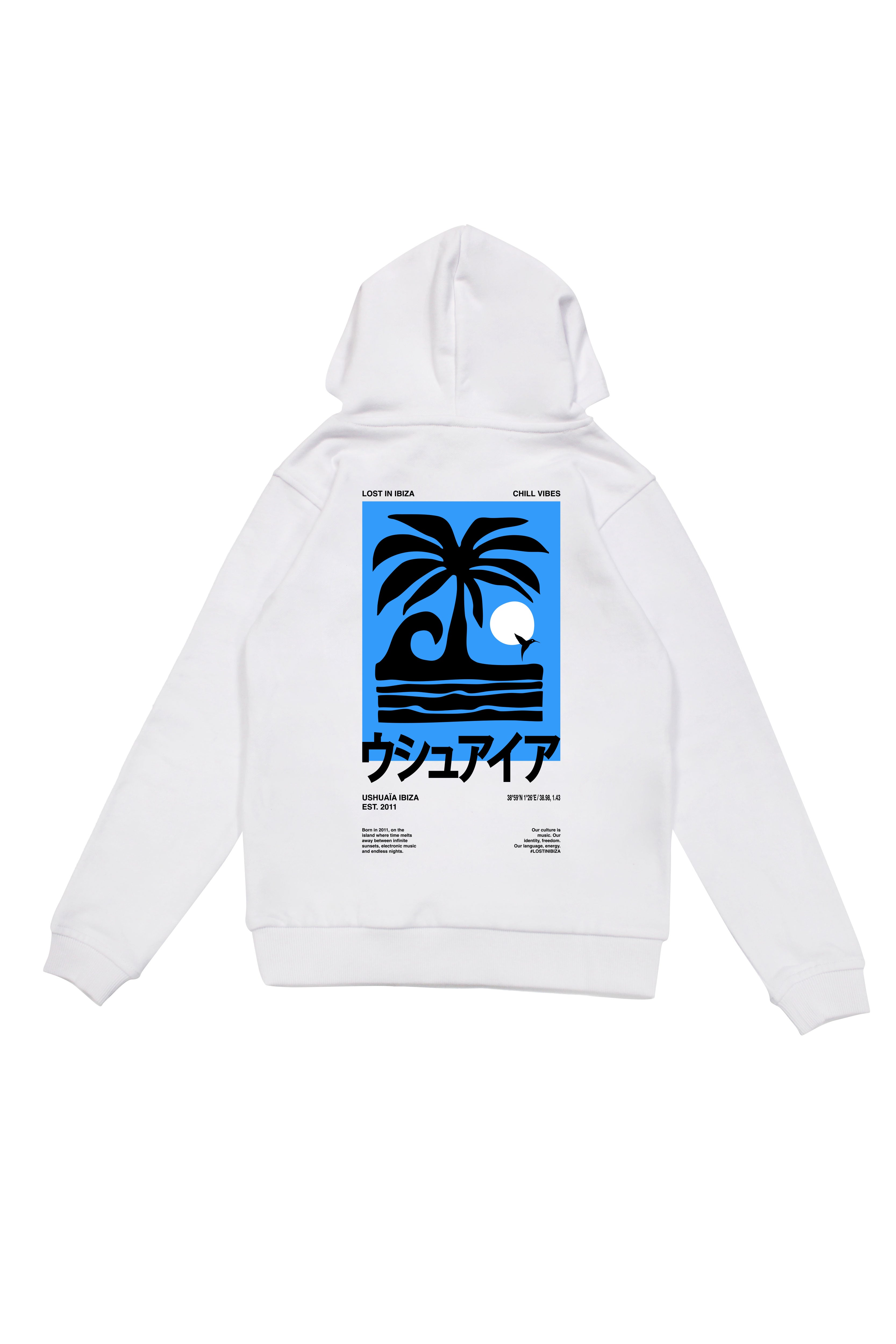 sudadera niño algodón french terry azul capucha logo ushuaïa