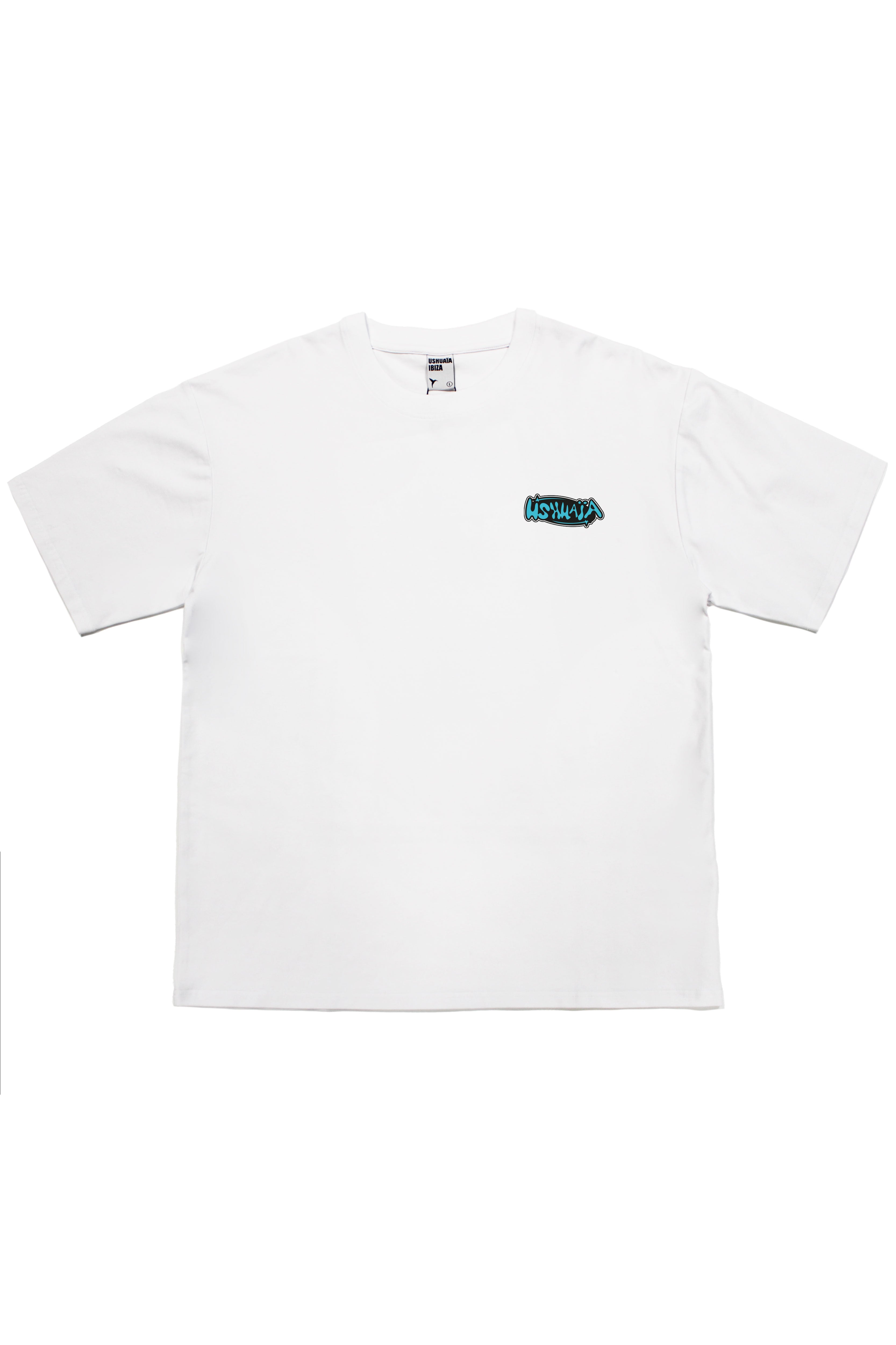 camiseta niño algodón blanca silicon wash logo ushuaïa
