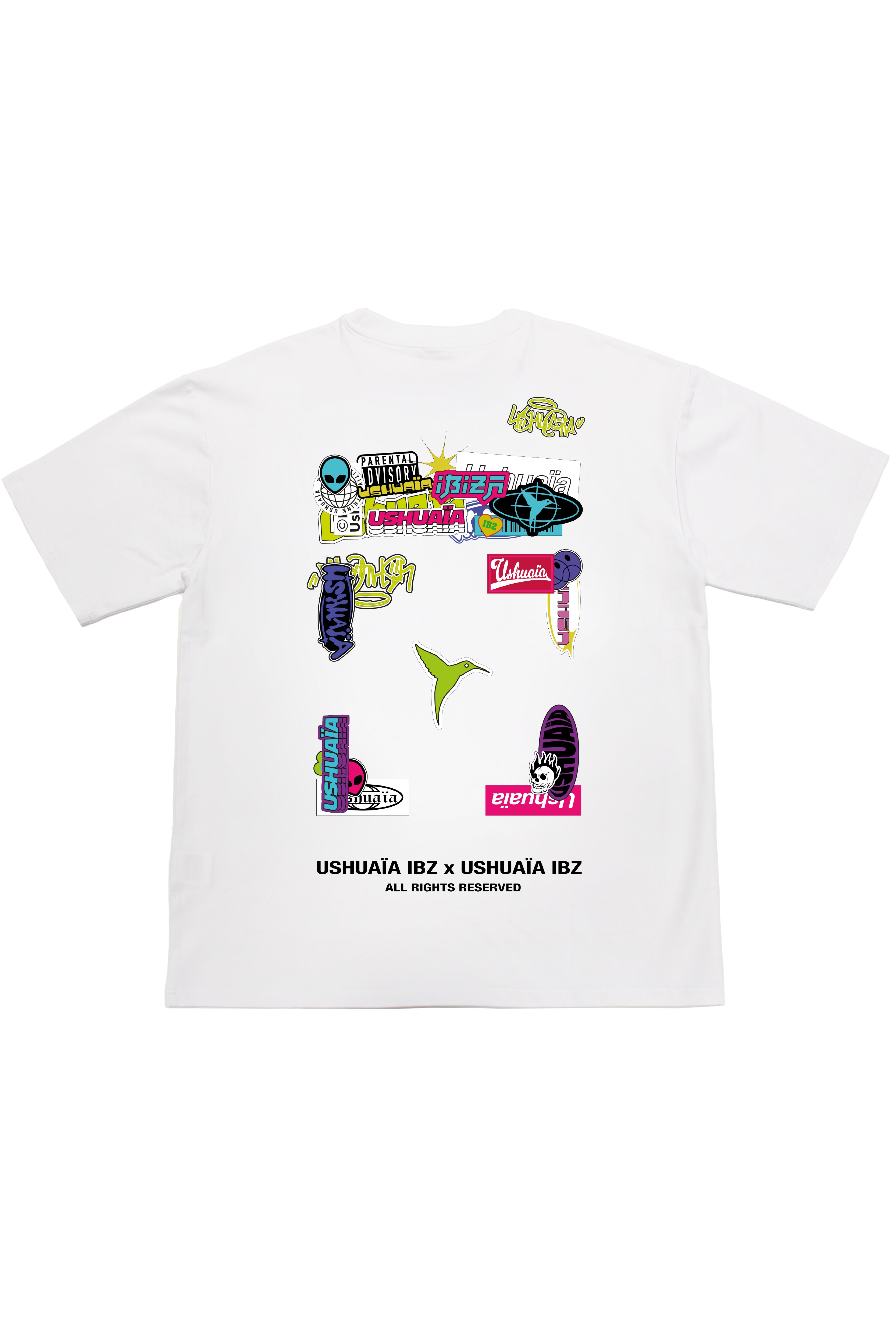 camiseta niño algodón blanca silicon wash logo ushuaïa