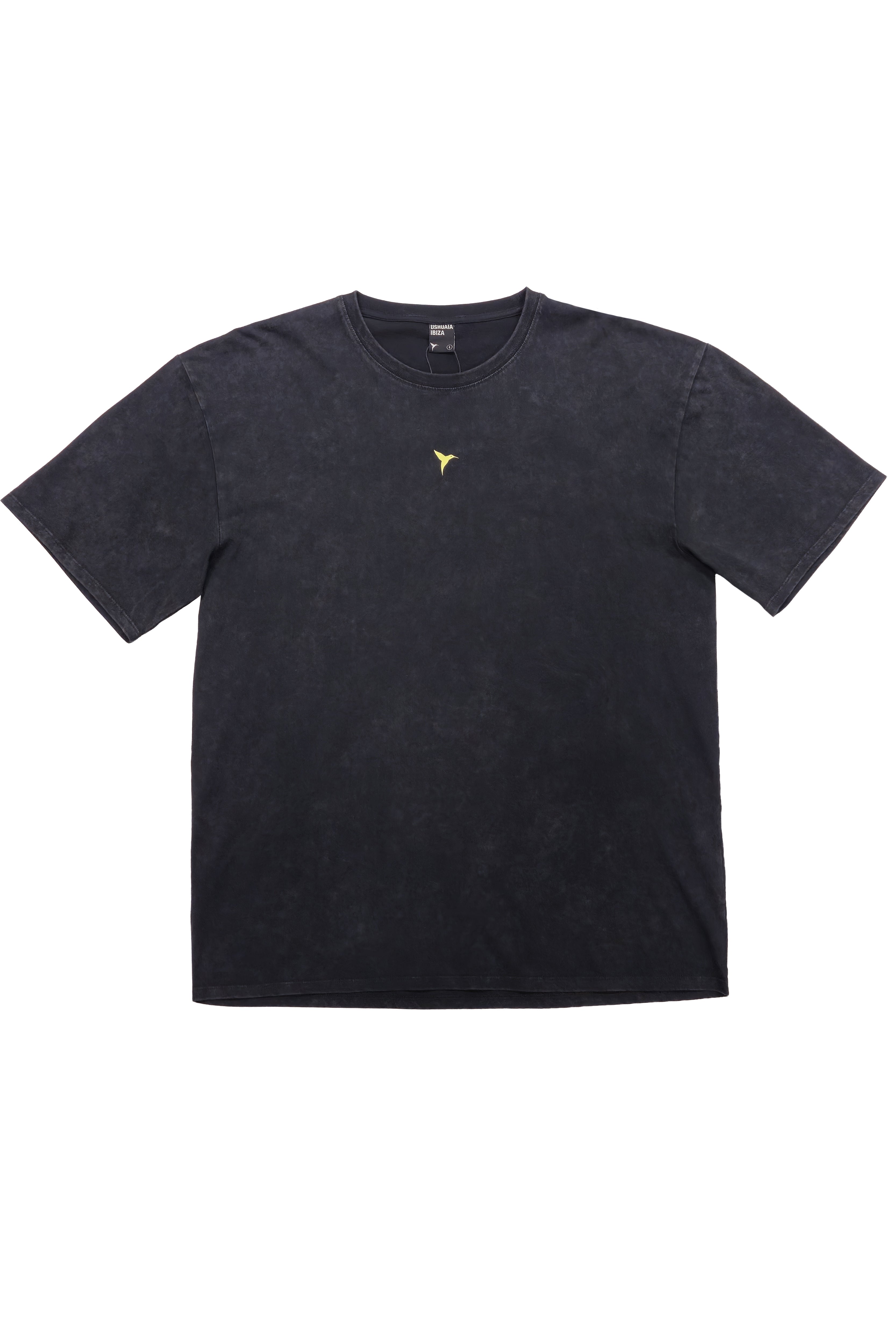 camiseta niño algodón gris oscuro acid wash logo ushuaïa