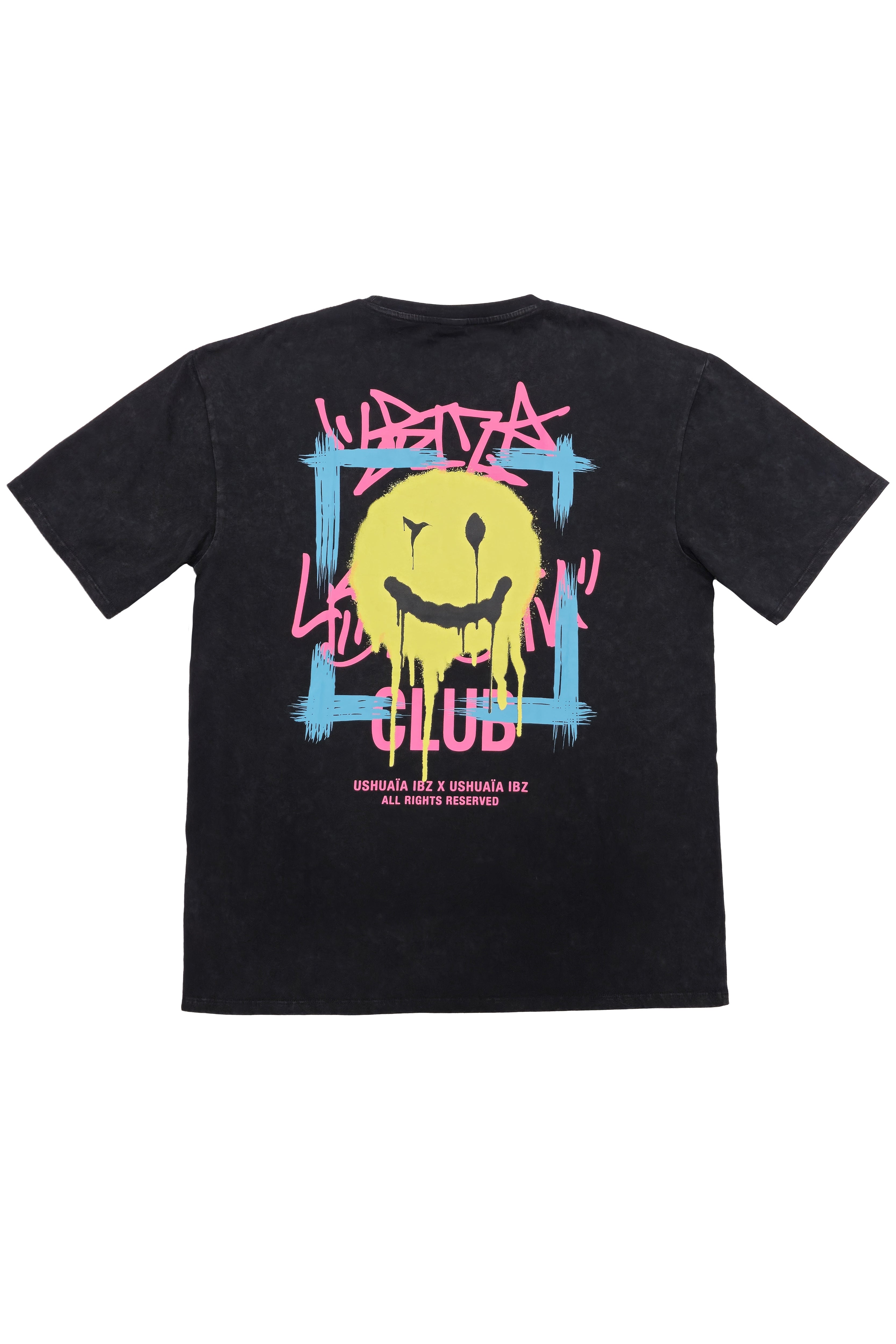camiseta niño algodón gris oscuro acid wash logo ushuaïa