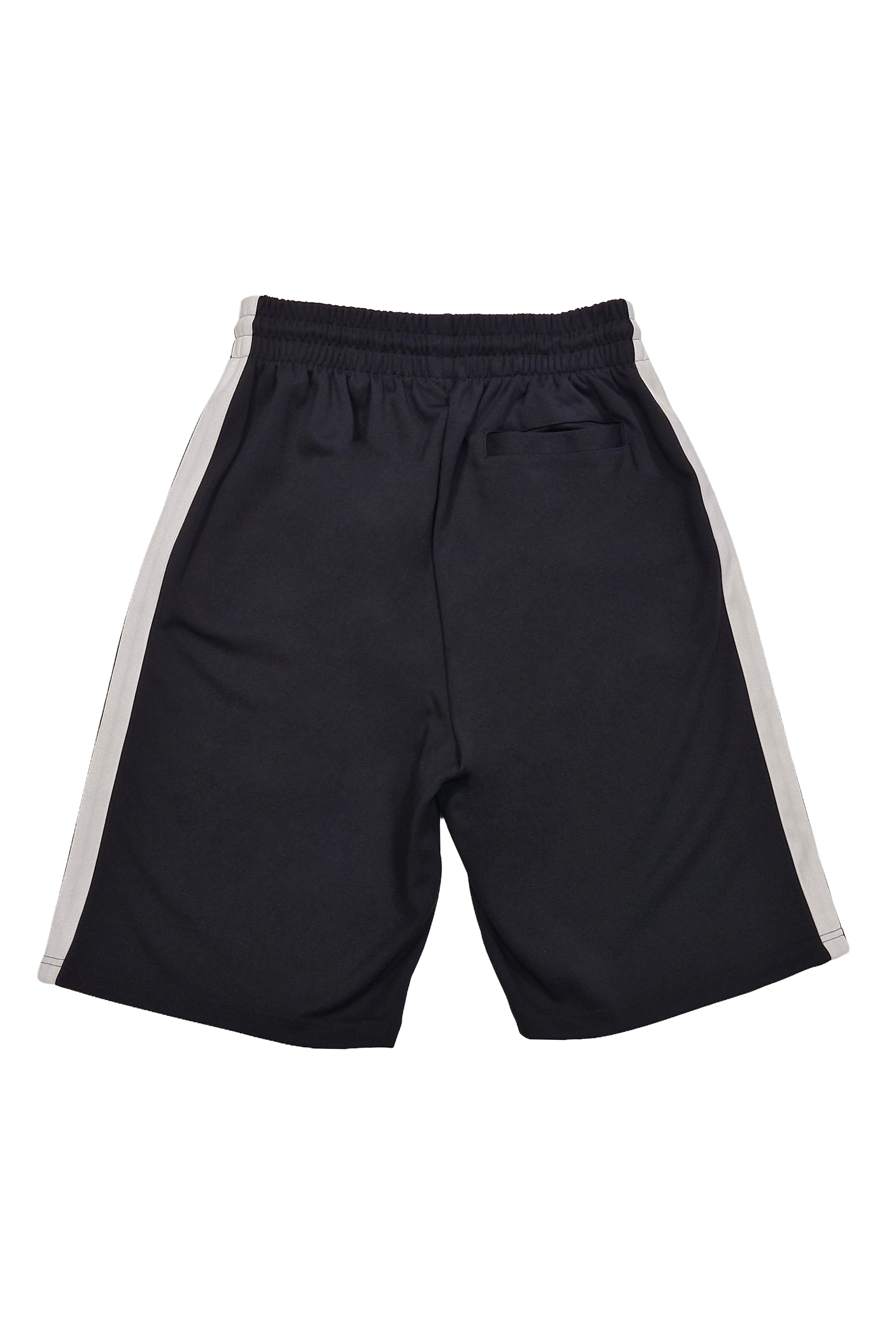shorts hombre negros banda lateral blanca