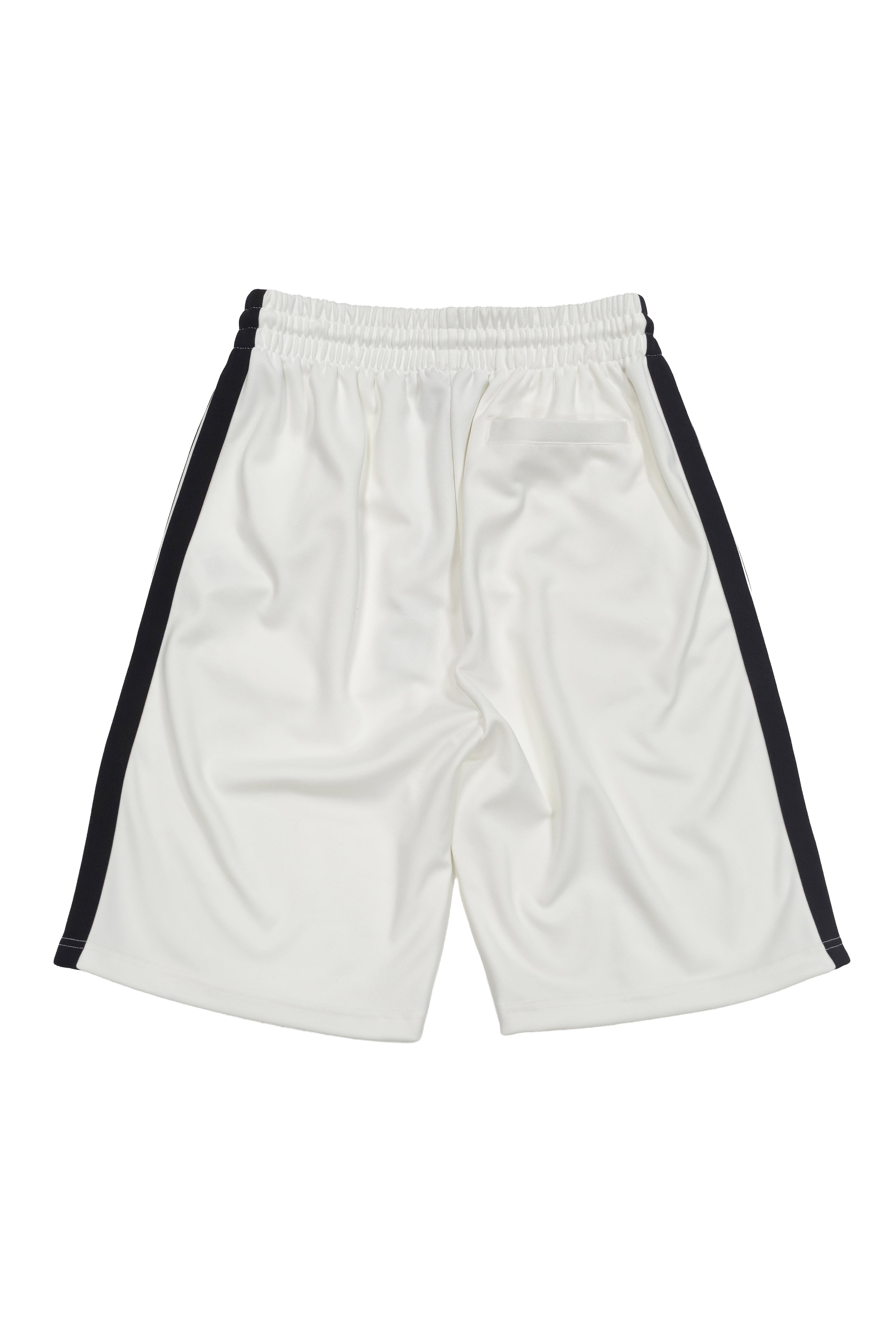 shorts hombre blancos banda lateral negra