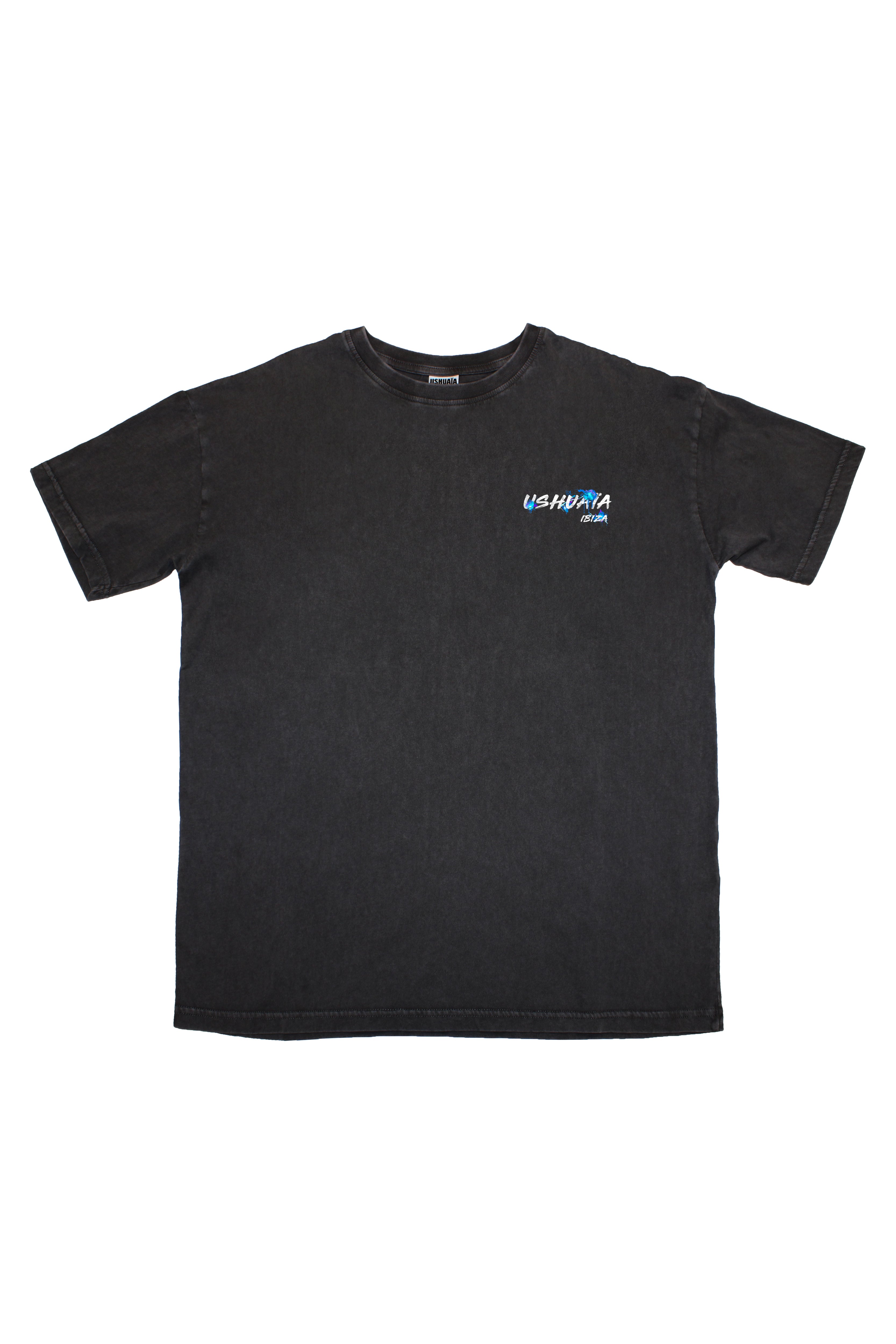 camiseta niña negra acid wash logo ushuaïa