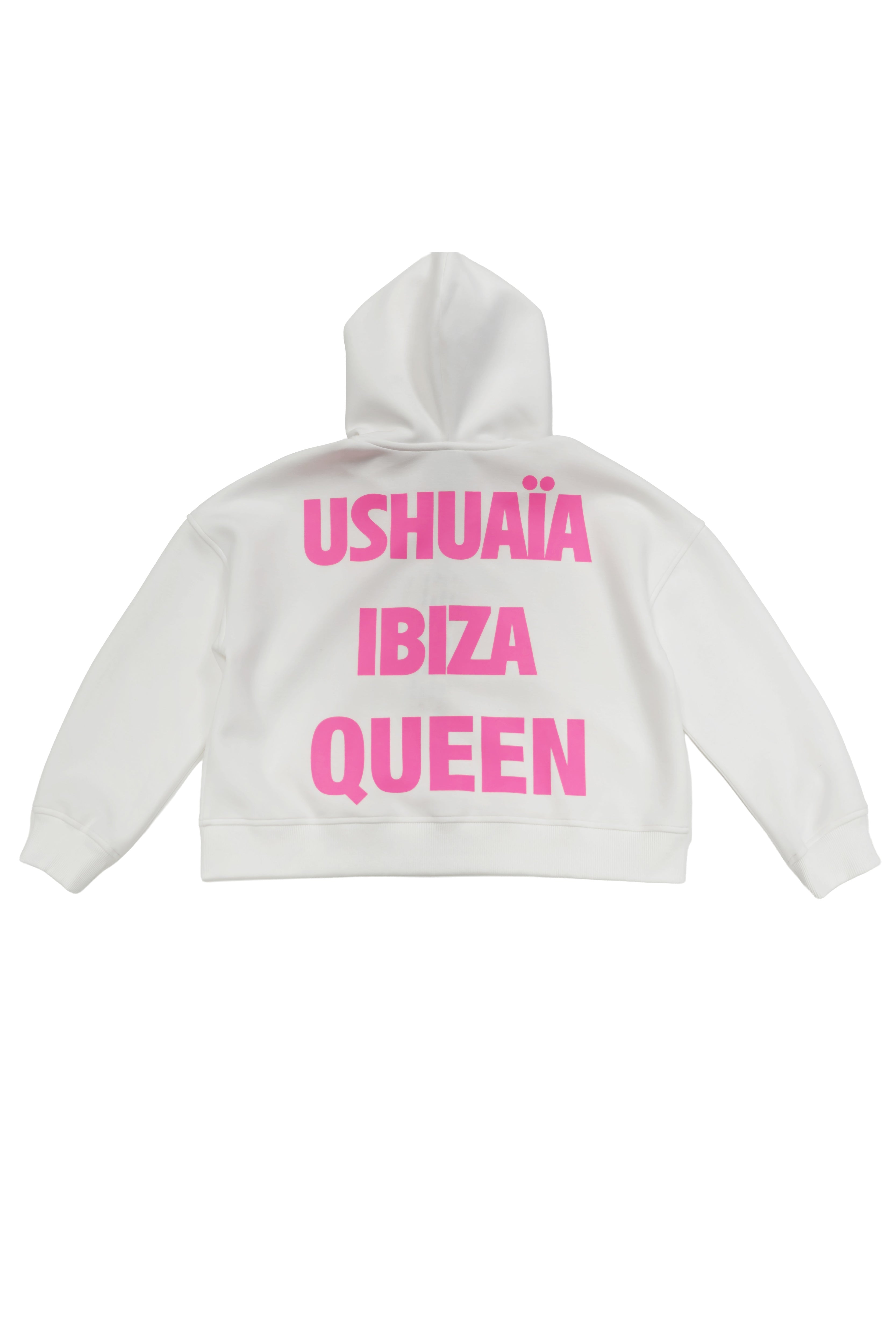 sudadera niña blanca cremallera capucha logo ushuaïa