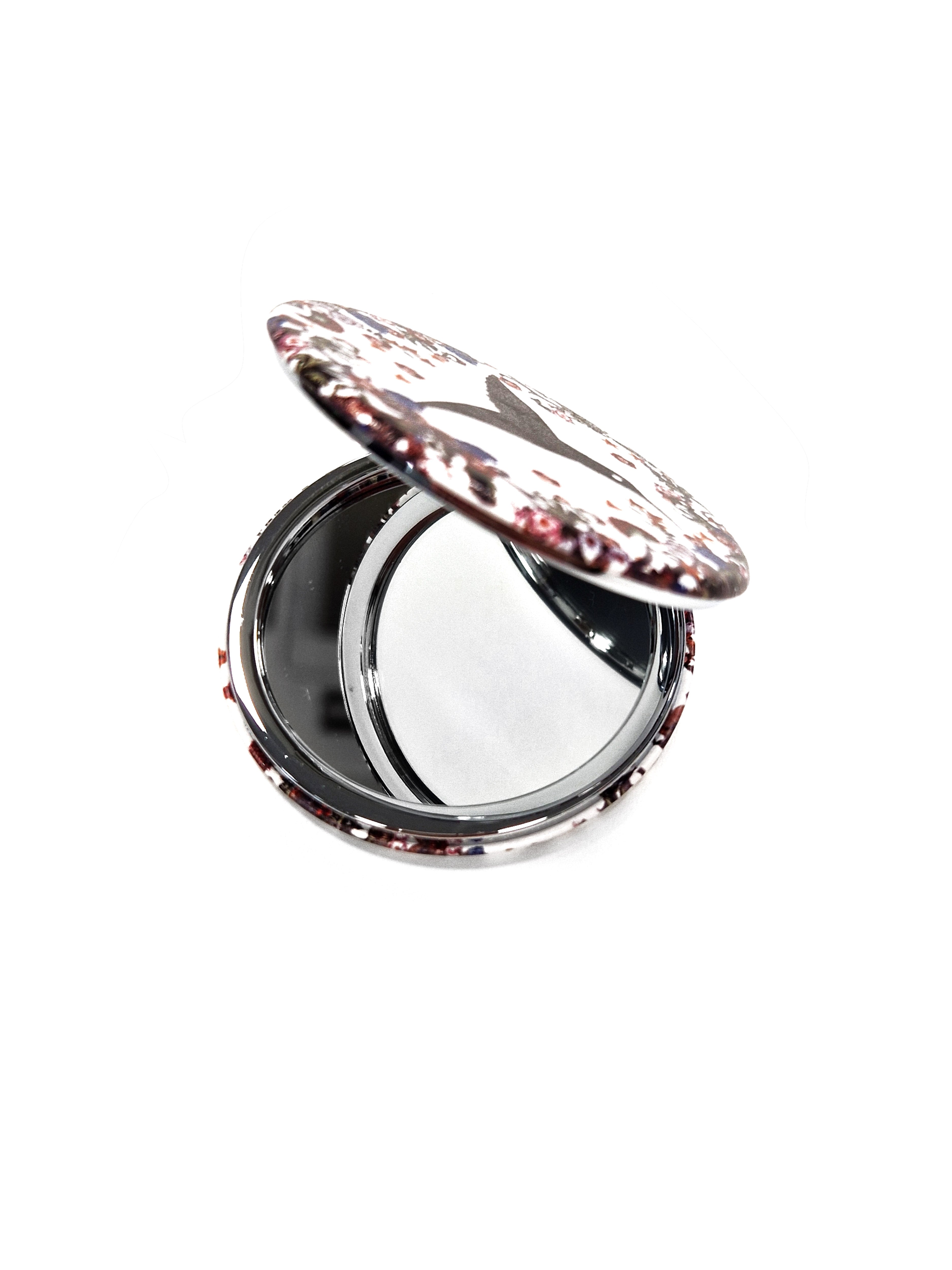 Ushuaïa Ibiza compact metallic mirror with engraved logo